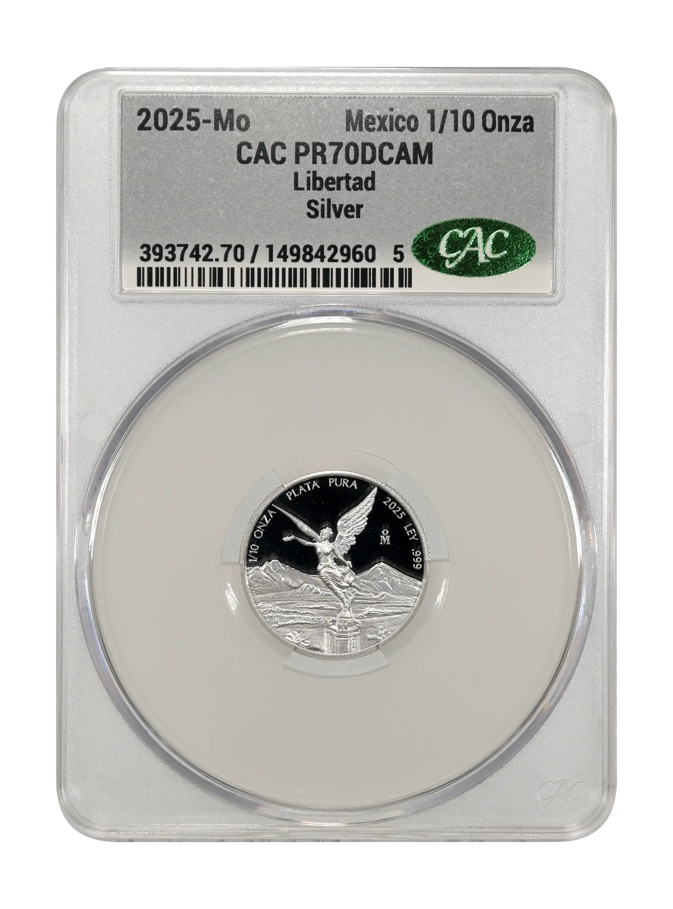 2025-Mo 1/10 Onza Libertad, Silver PR DCAM (KM-610) thumbnail 3