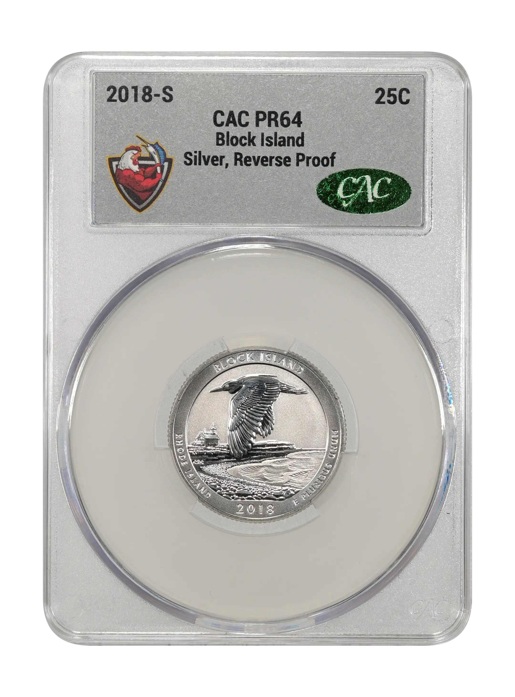 2018-S 25c Block Island, Silver, Reverse Proof PR thumbnail 3