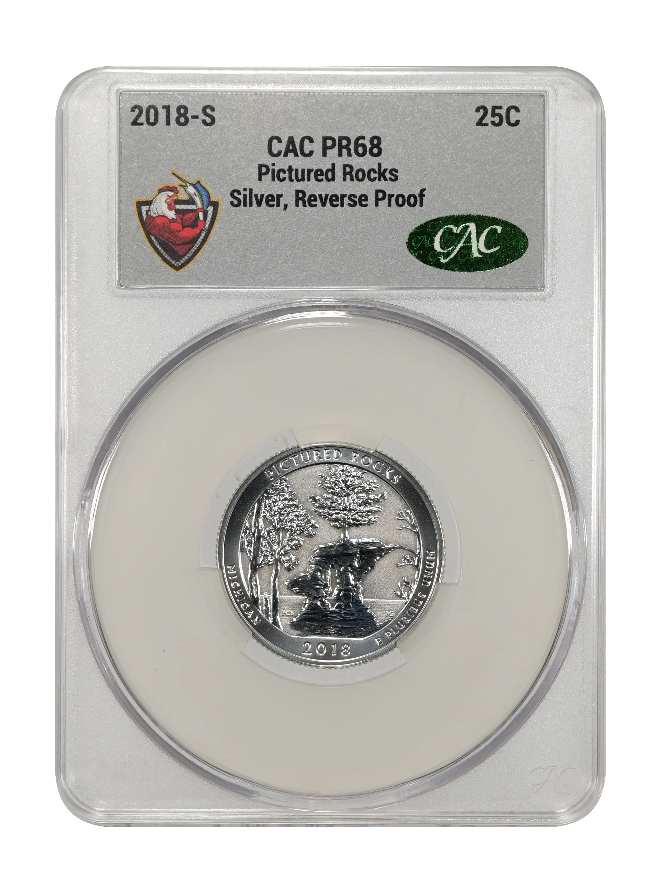 2018-S 25c Pictured Rocks, Silver, Reverse Proof PR thumbnail 3