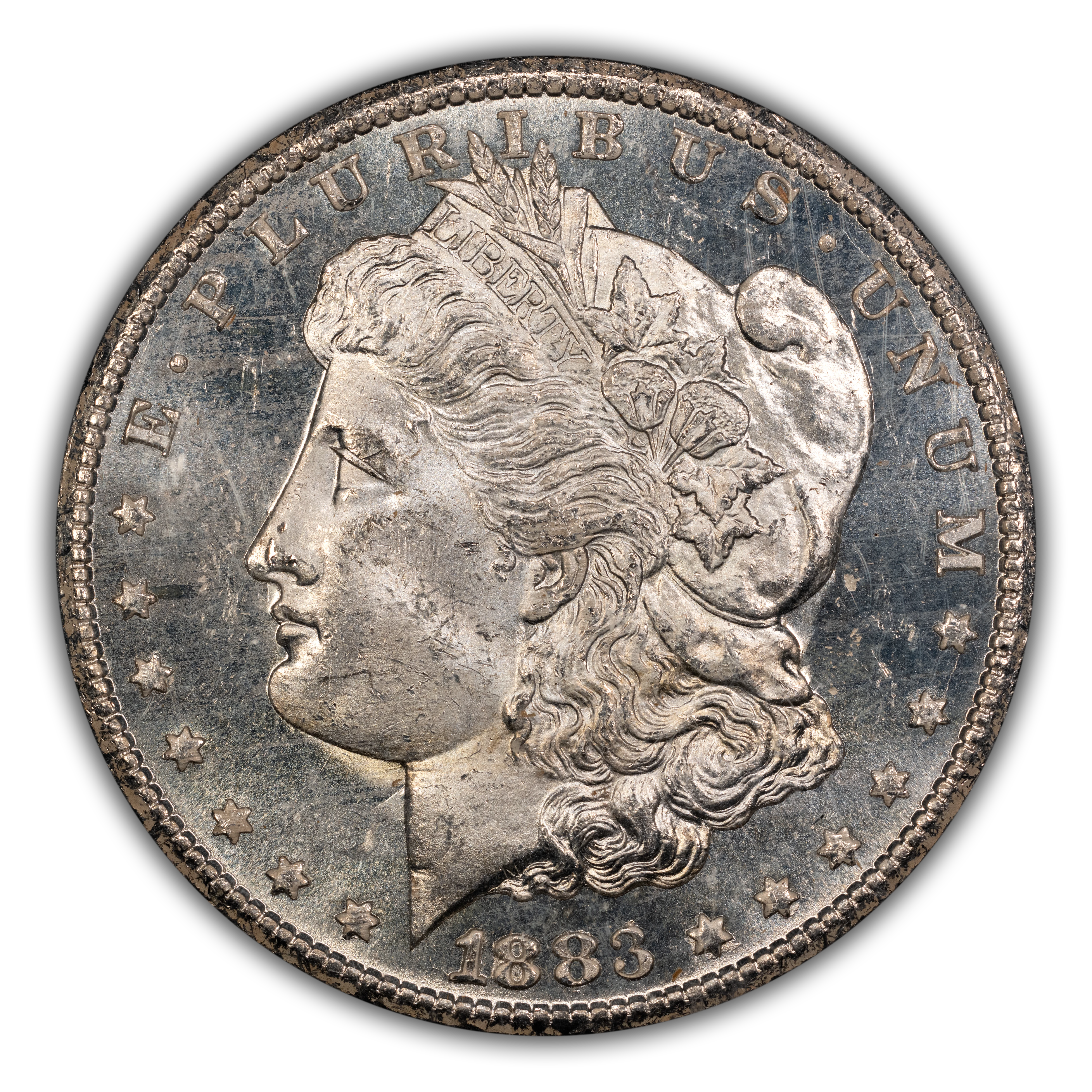 1883-CC $1 GSA Hoard, Doubled Date, Clashed Die, VAM-8A MS PL