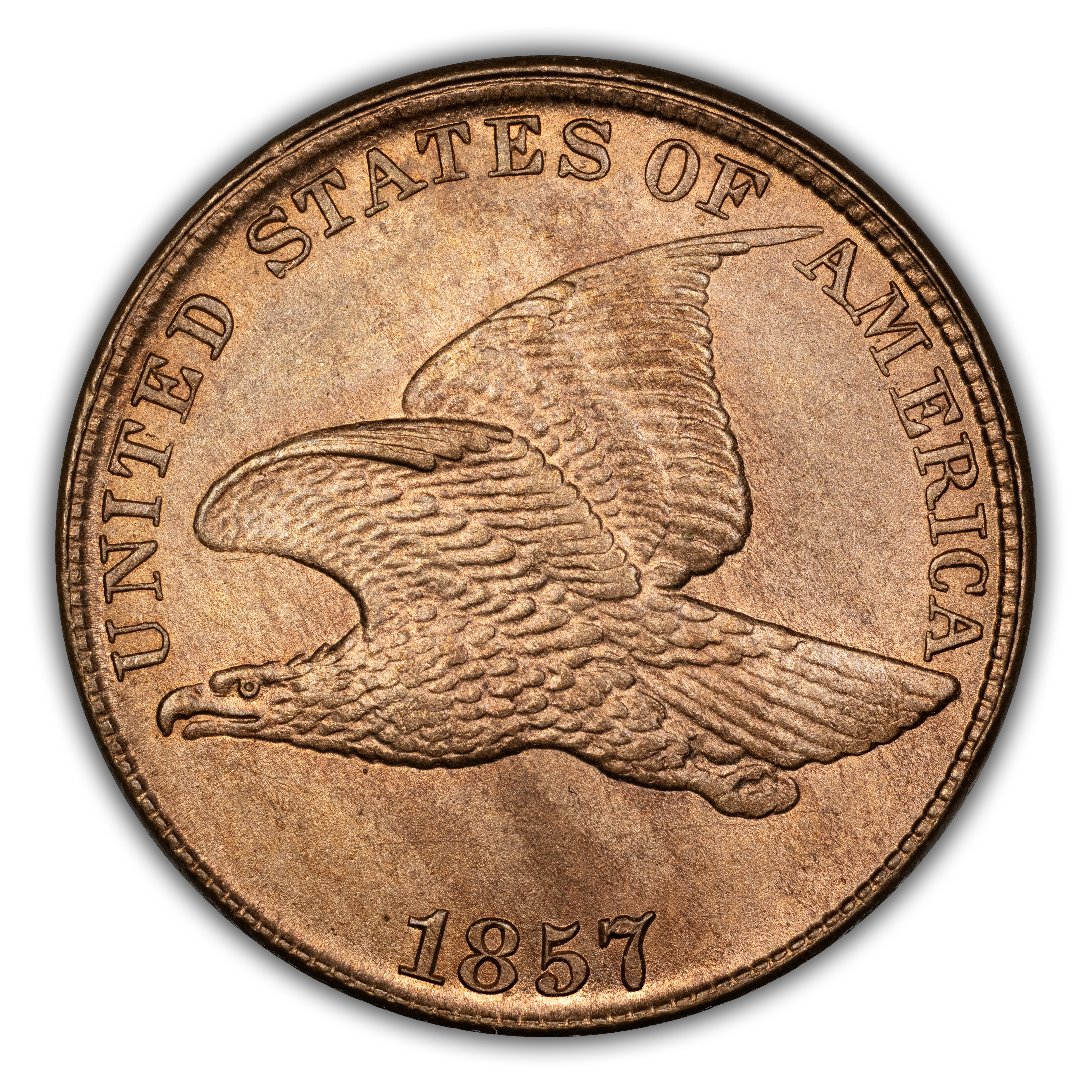 1857 1c Flying Eagle, Repaired OF, S-22 MS thumbnail 6