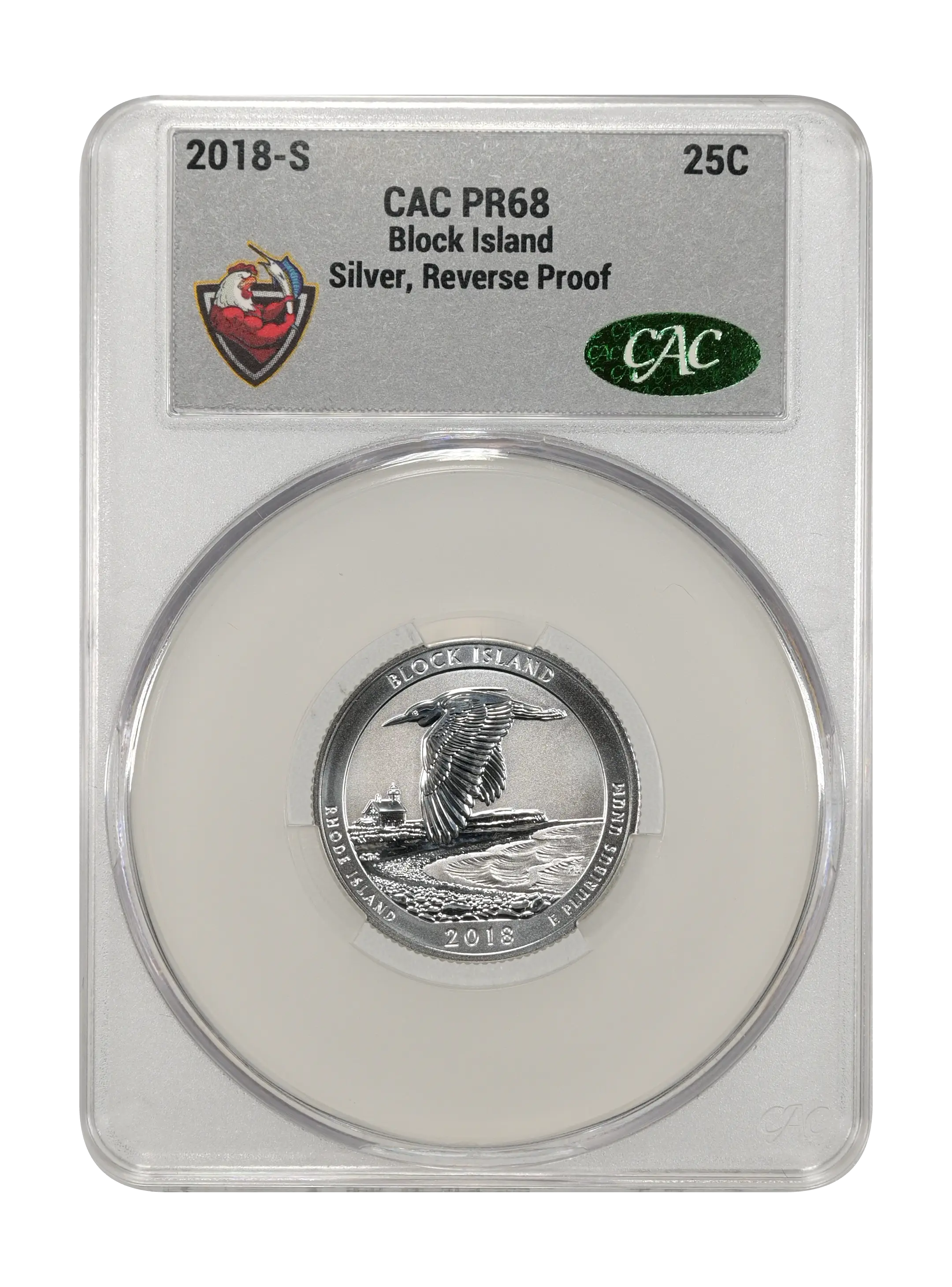 2018-S 25c Block Island, Silver, Reverse Proof PR thumbnail 4