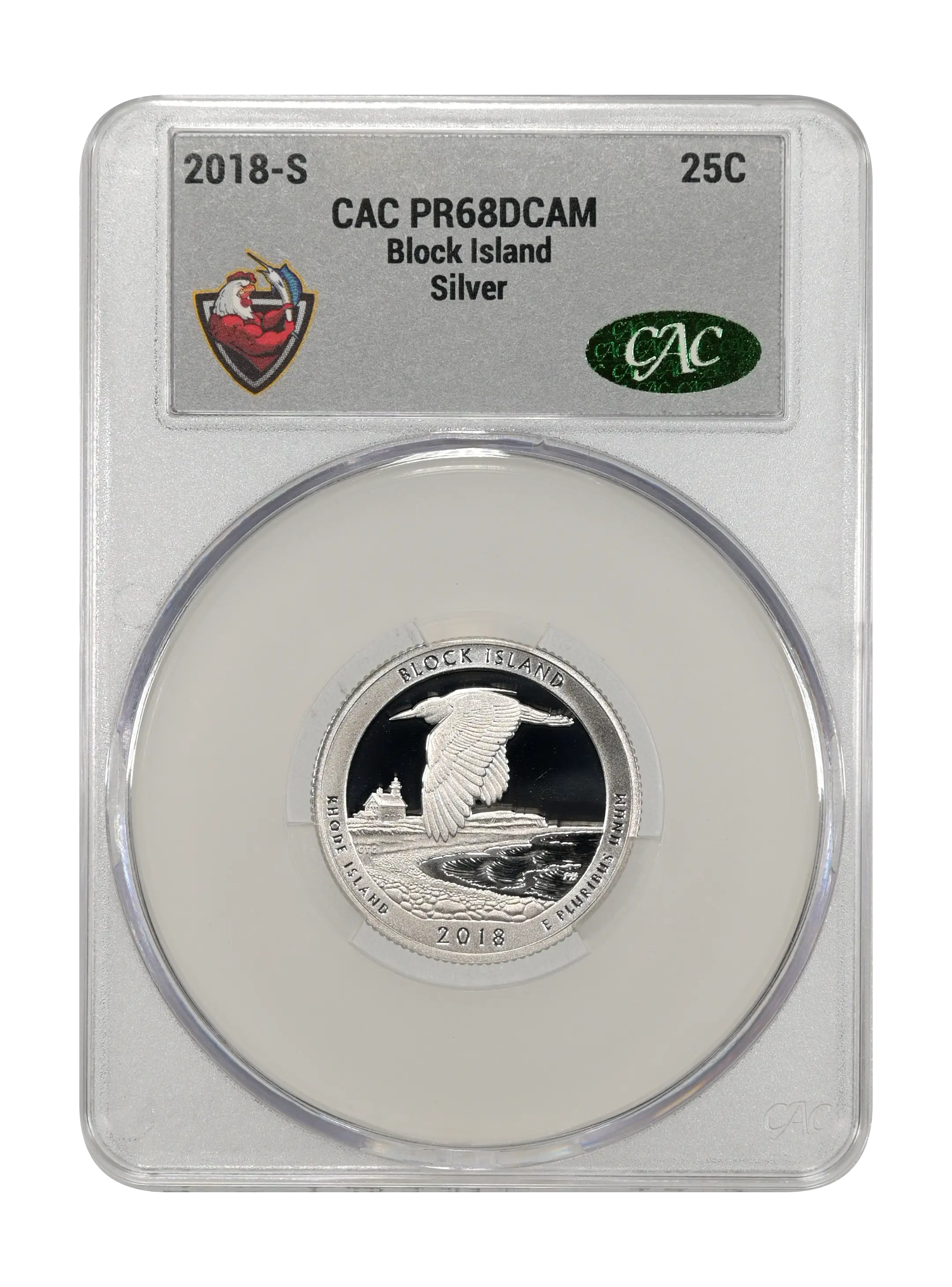 2018-S 25c Block Island, Silver PR DCAM thumbnail 6