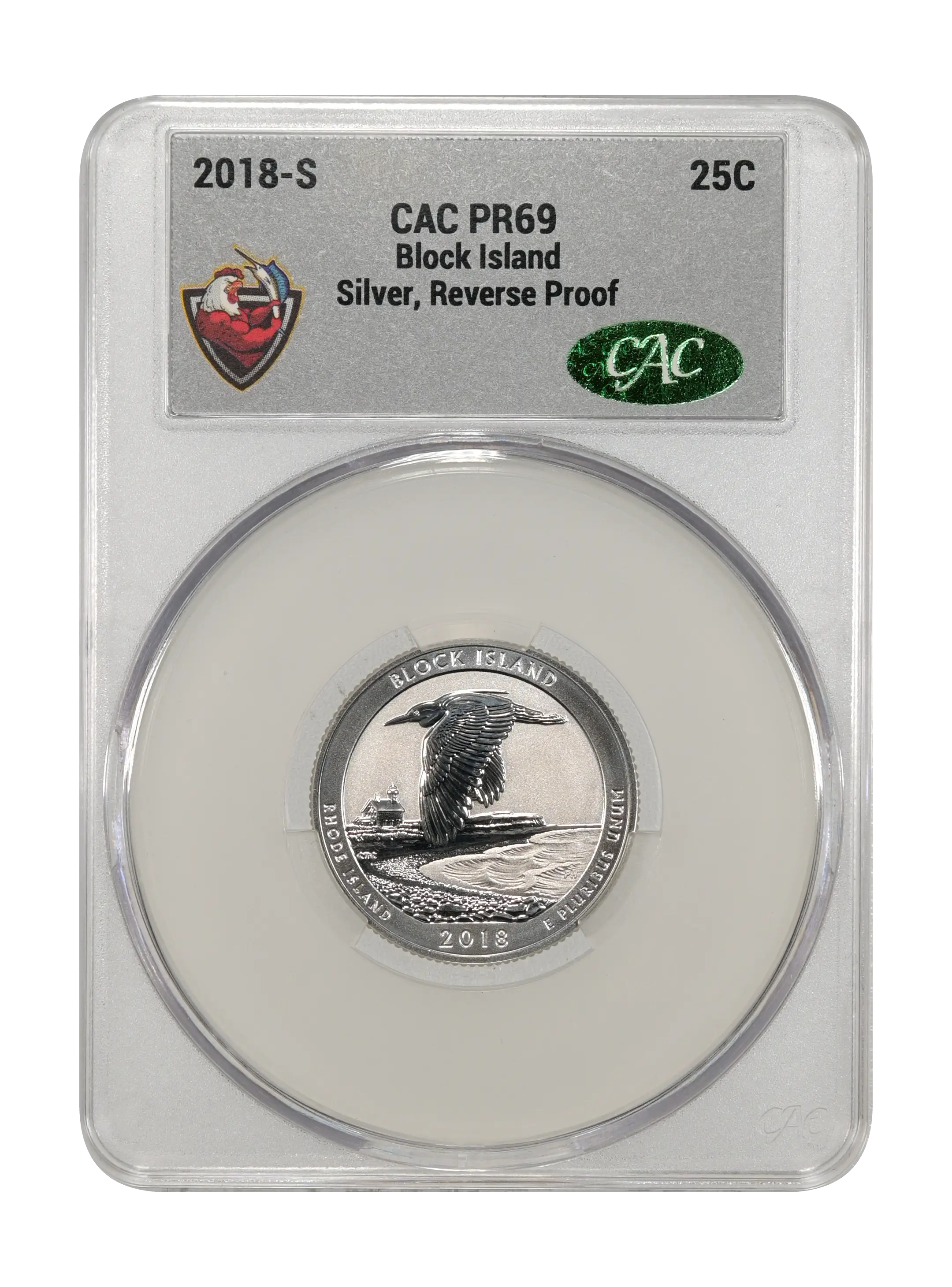2018-S 25c Block Island, Silver, Reverse Proof PR thumbnail 5