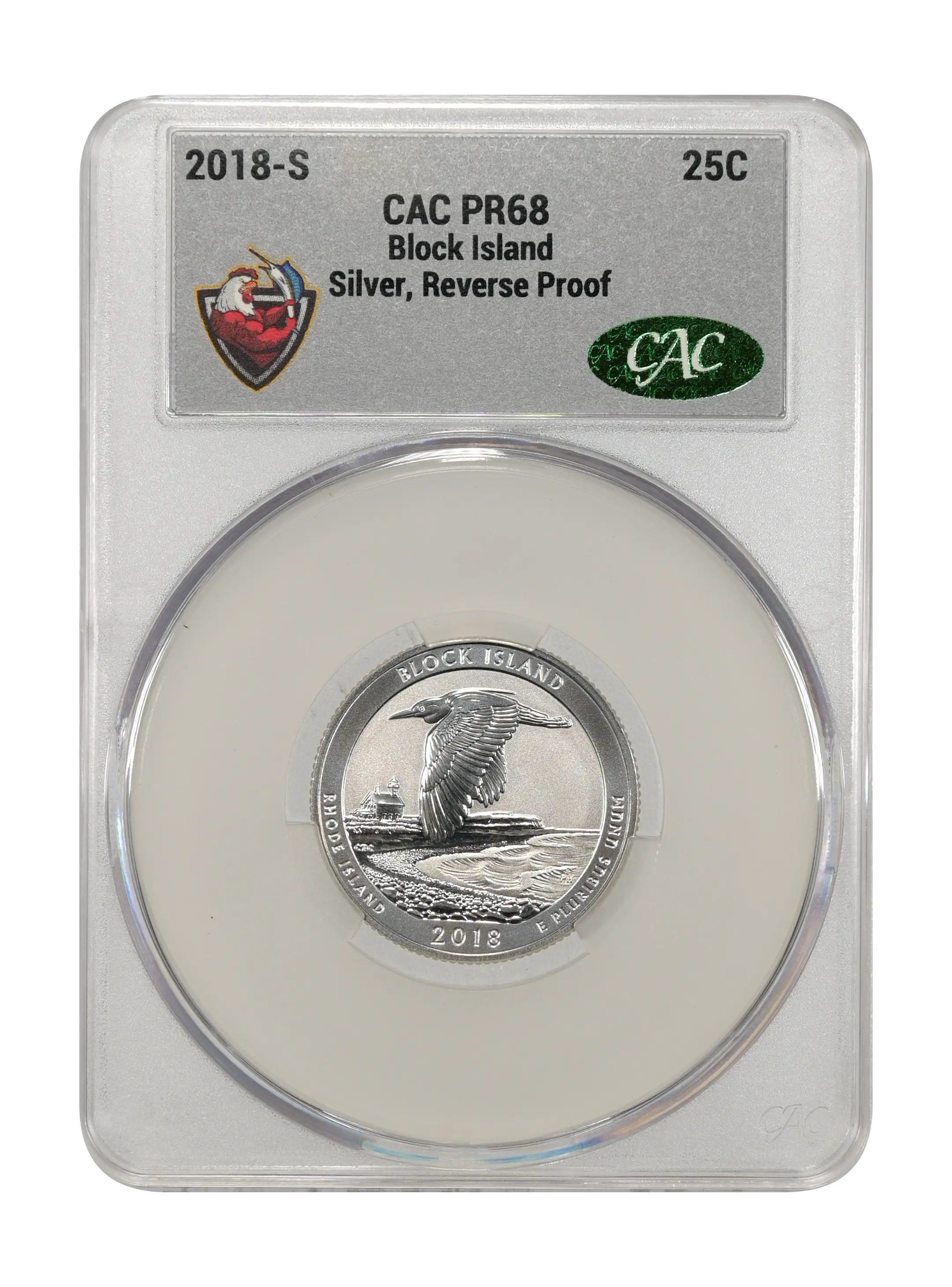 2018-S 25c Block Island, Silver, Reverse Proof PR thumbnail 6