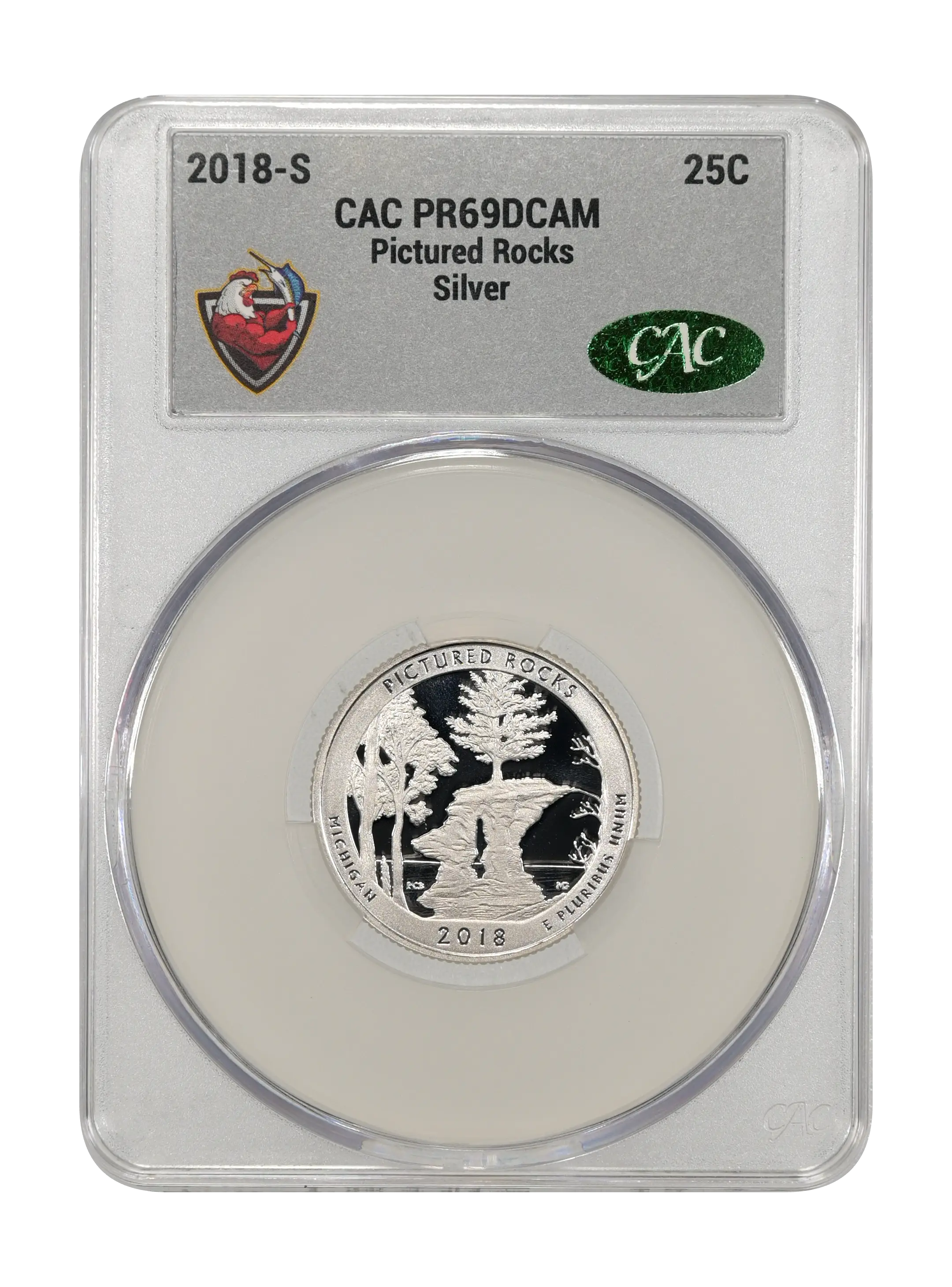 2018-S 25c Pictured Rocks , Silver PR DCAM thumbnail 4