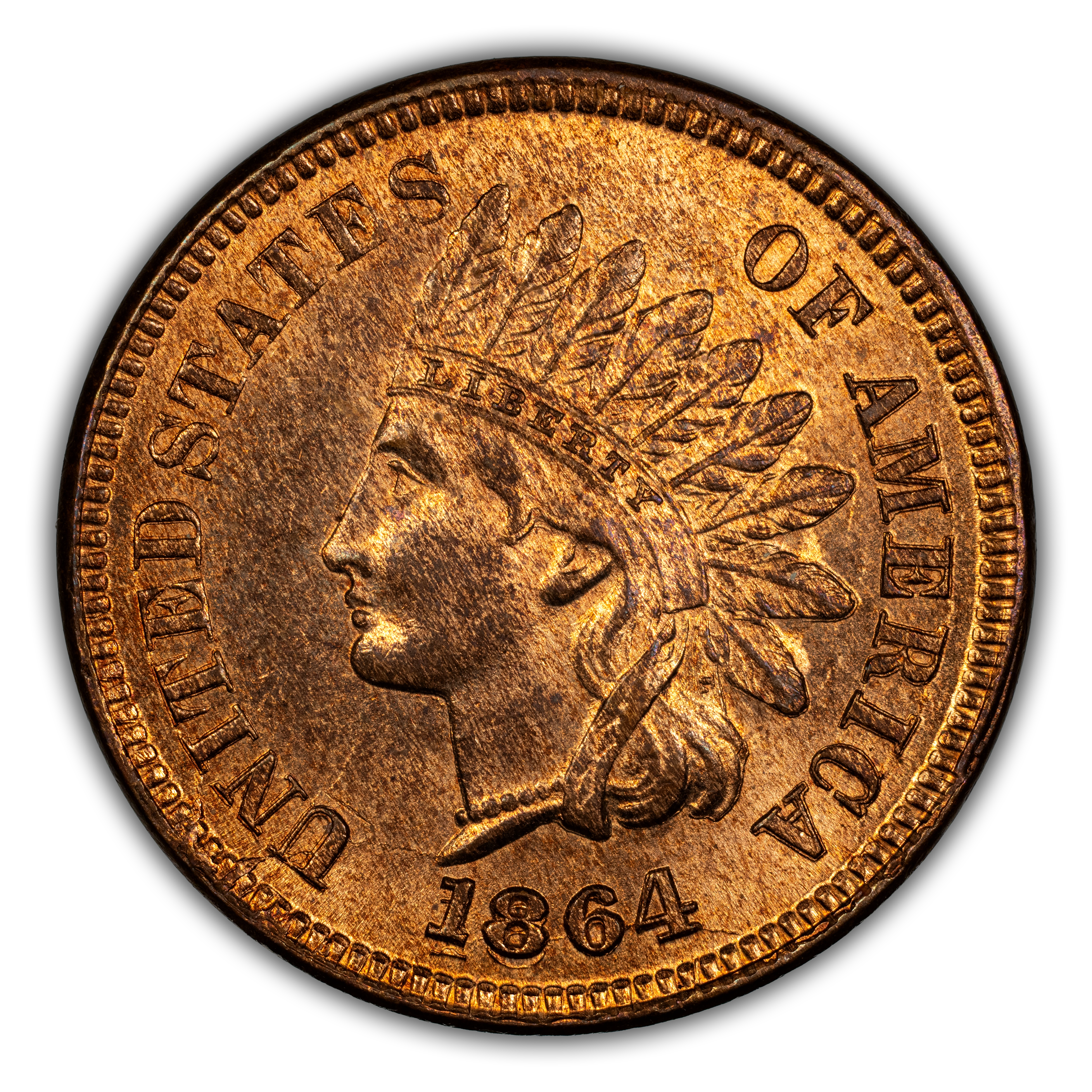 1864 1c L on Ribbon, Repunched Date, FS-2303, S-4 MS RB thumbnail 2