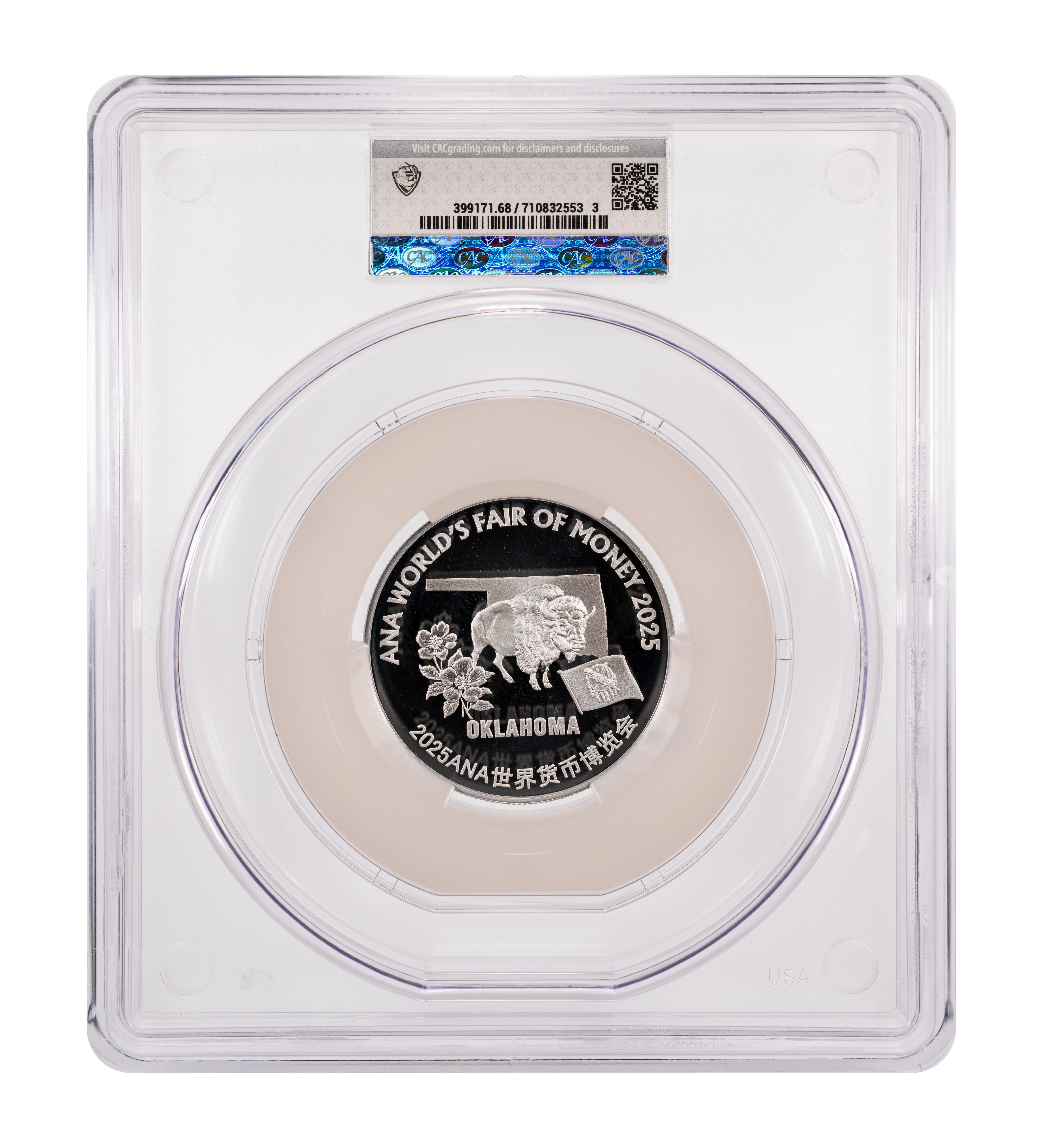 2025 Medal 2oz Silver, Oklahoma ANA PR DCAM thumbnail 4