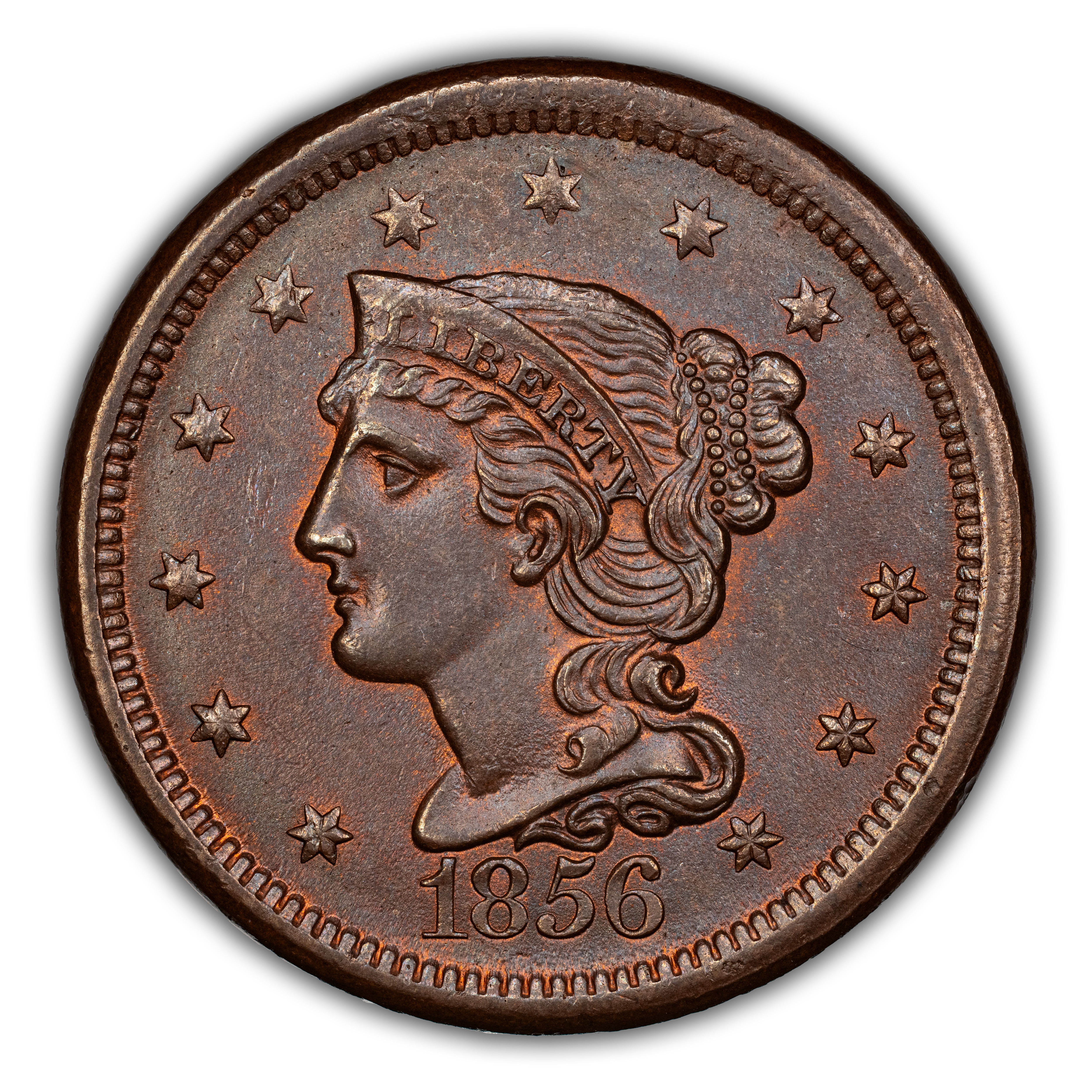 1856 1c Slanted 5 MS BN