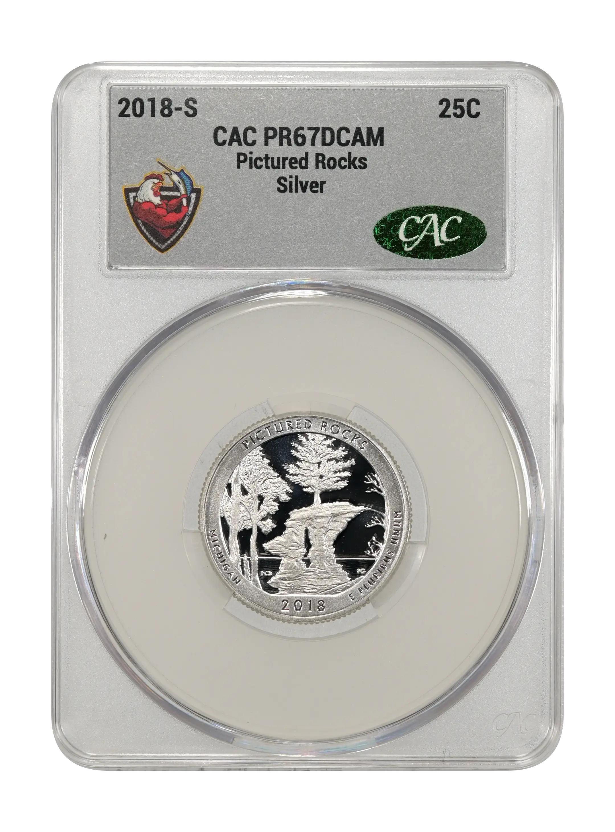 2018-S 25c Pictured Rocks , Silver PR DCAM thumbnail 5
