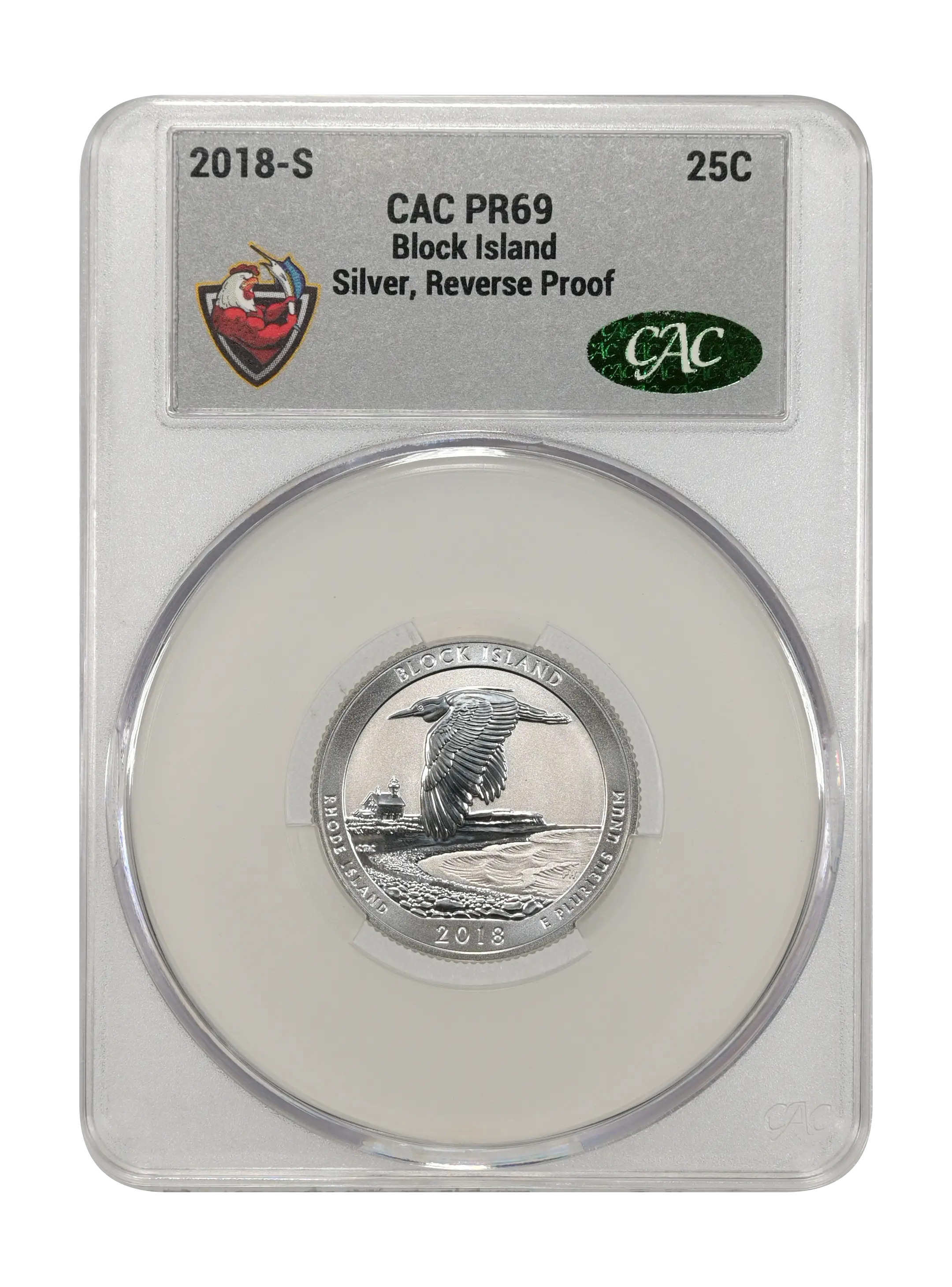 2018-S 25c Block Island, Silver, Reverse Proof PR thumbnail 8