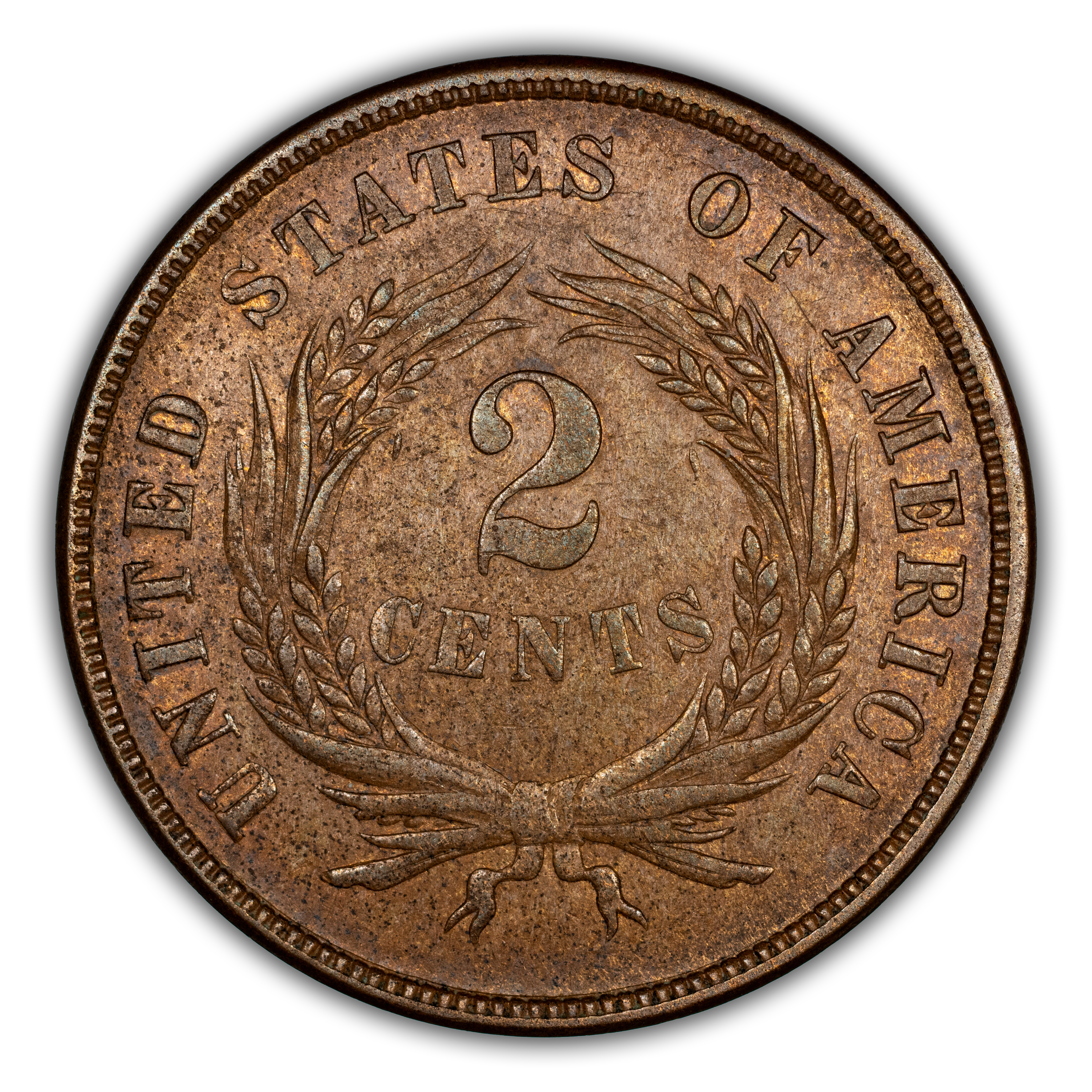 1867 2c Doubled Die Obverse , FS-101 MS BN thumbnail 9