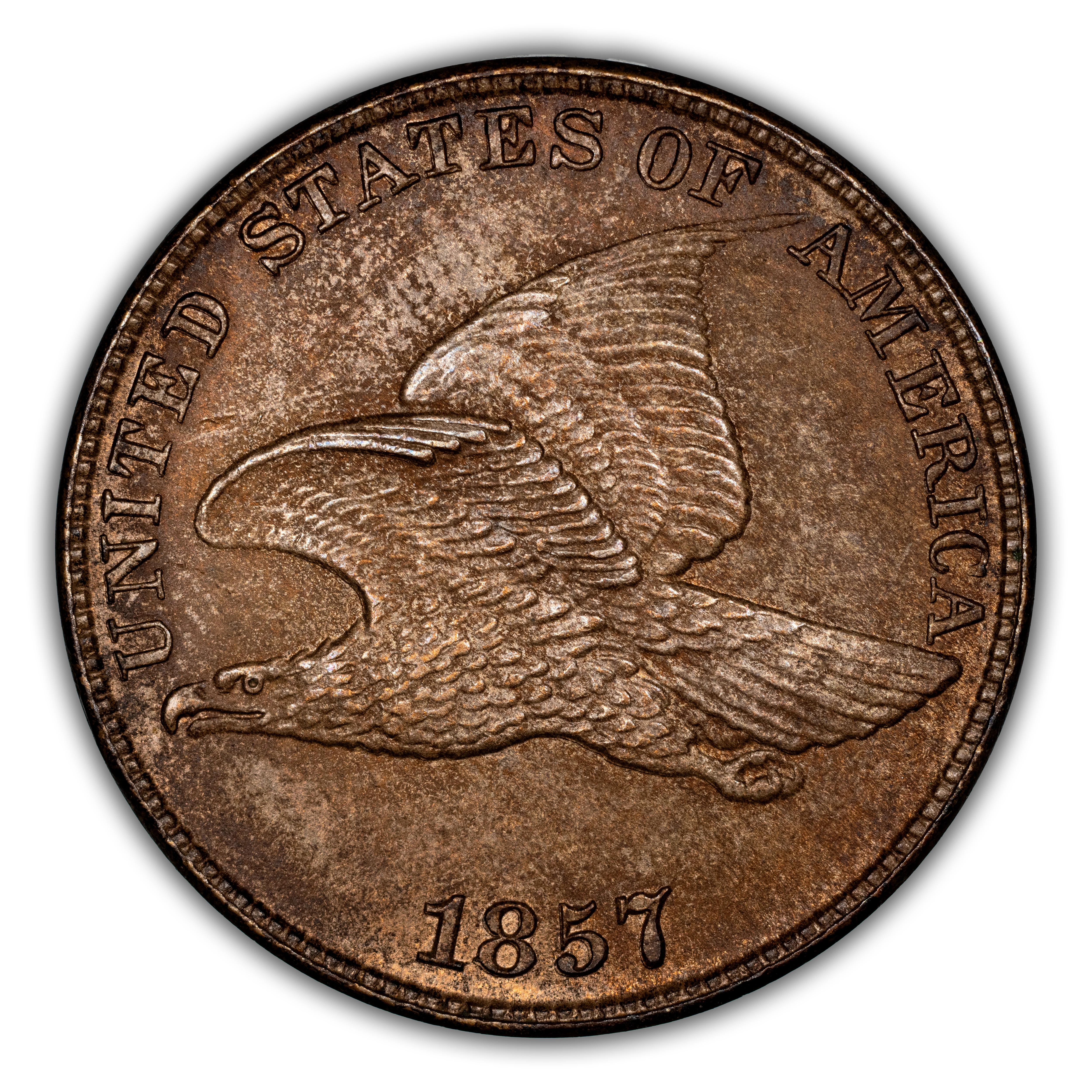 1857 1c Flying Eagle, Repaired OF, S-22 MS thumbnail 5