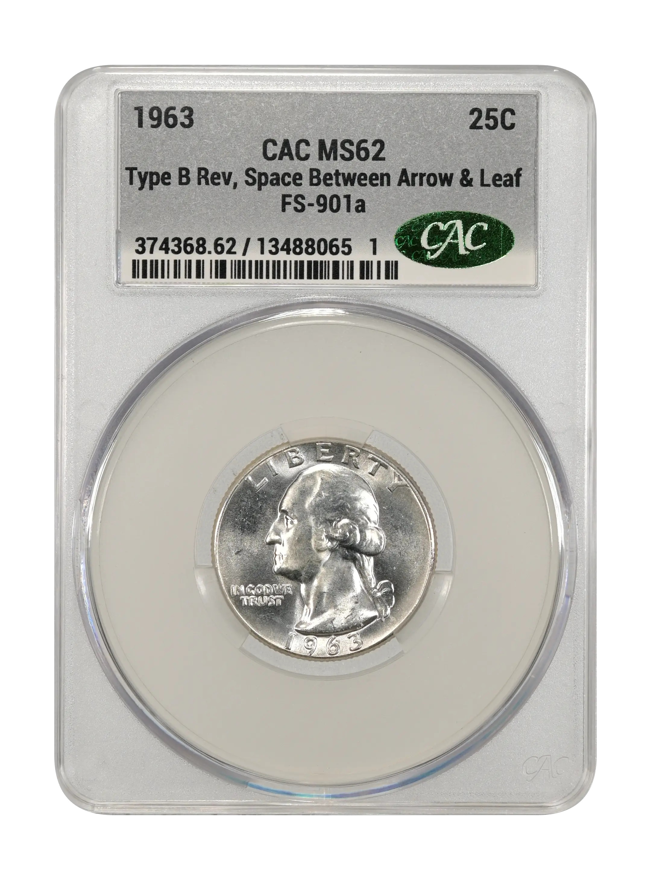 1963 25c Type B Rev, Space Between Arrow & Leaf, FS-901a MS thumbnail 7