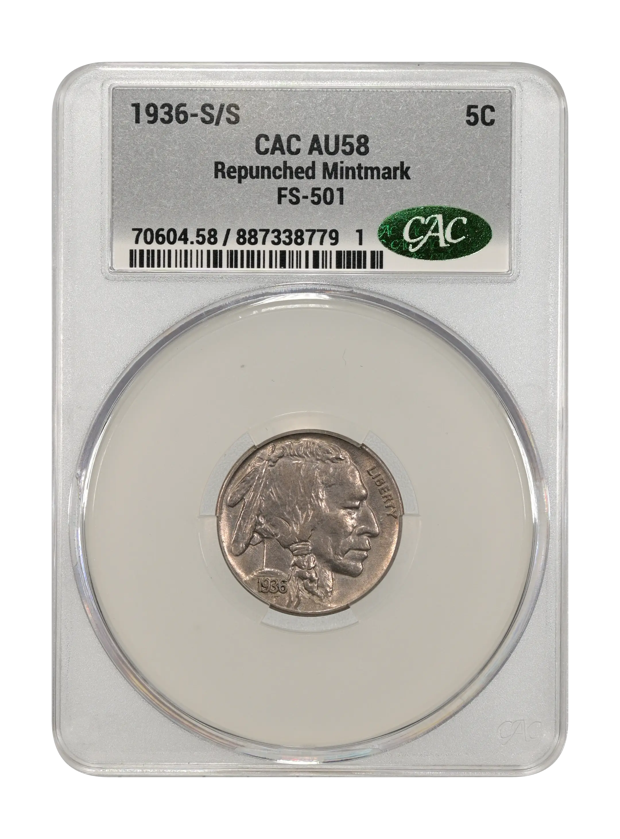 1936-S/S 5c Repunched Mintmark, FS-501 MS thumbnail 7