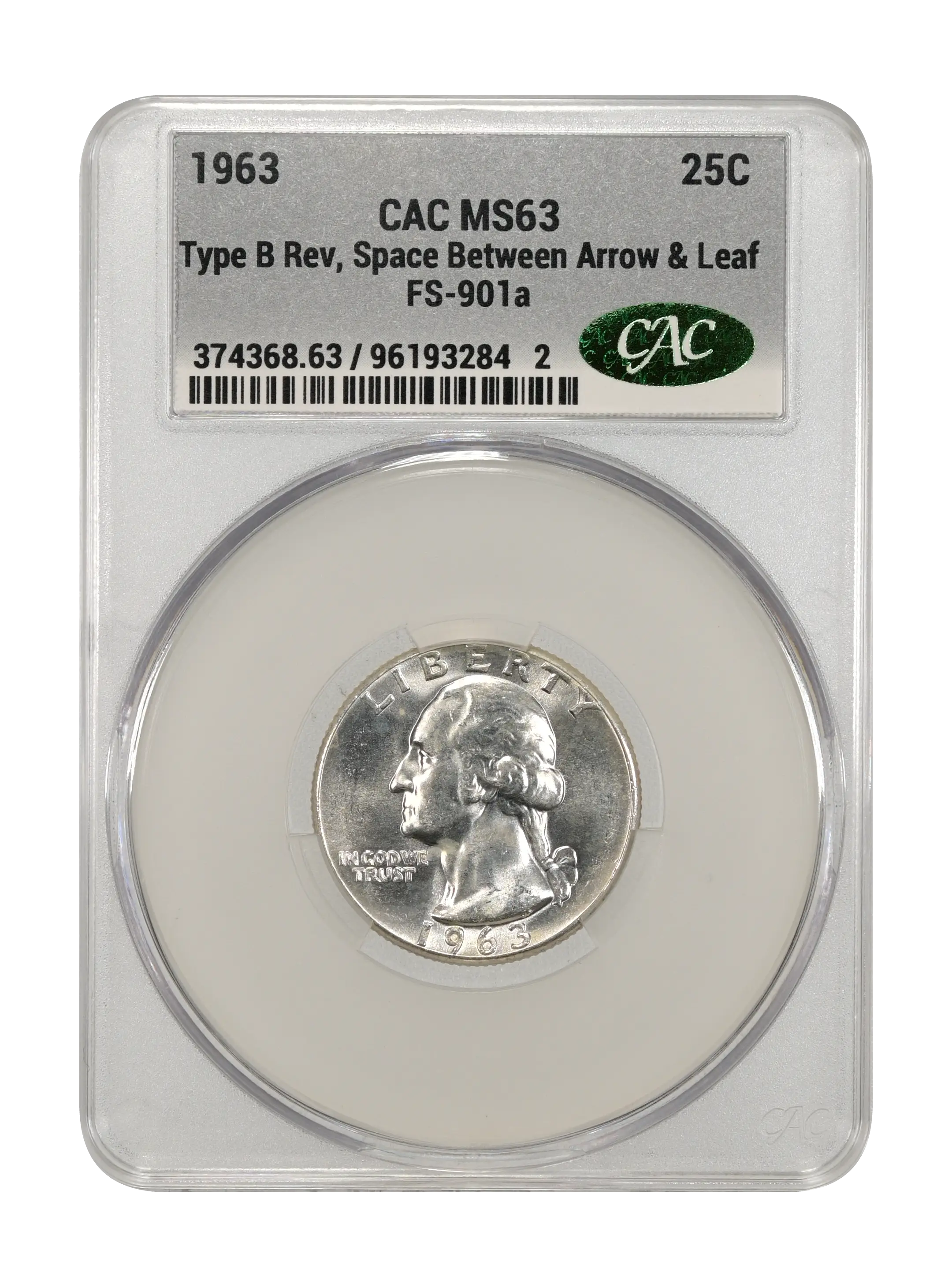 1963 25c Type B Rev, Space Between Arrow & Leaf, FS-901a MS thumbnail 8