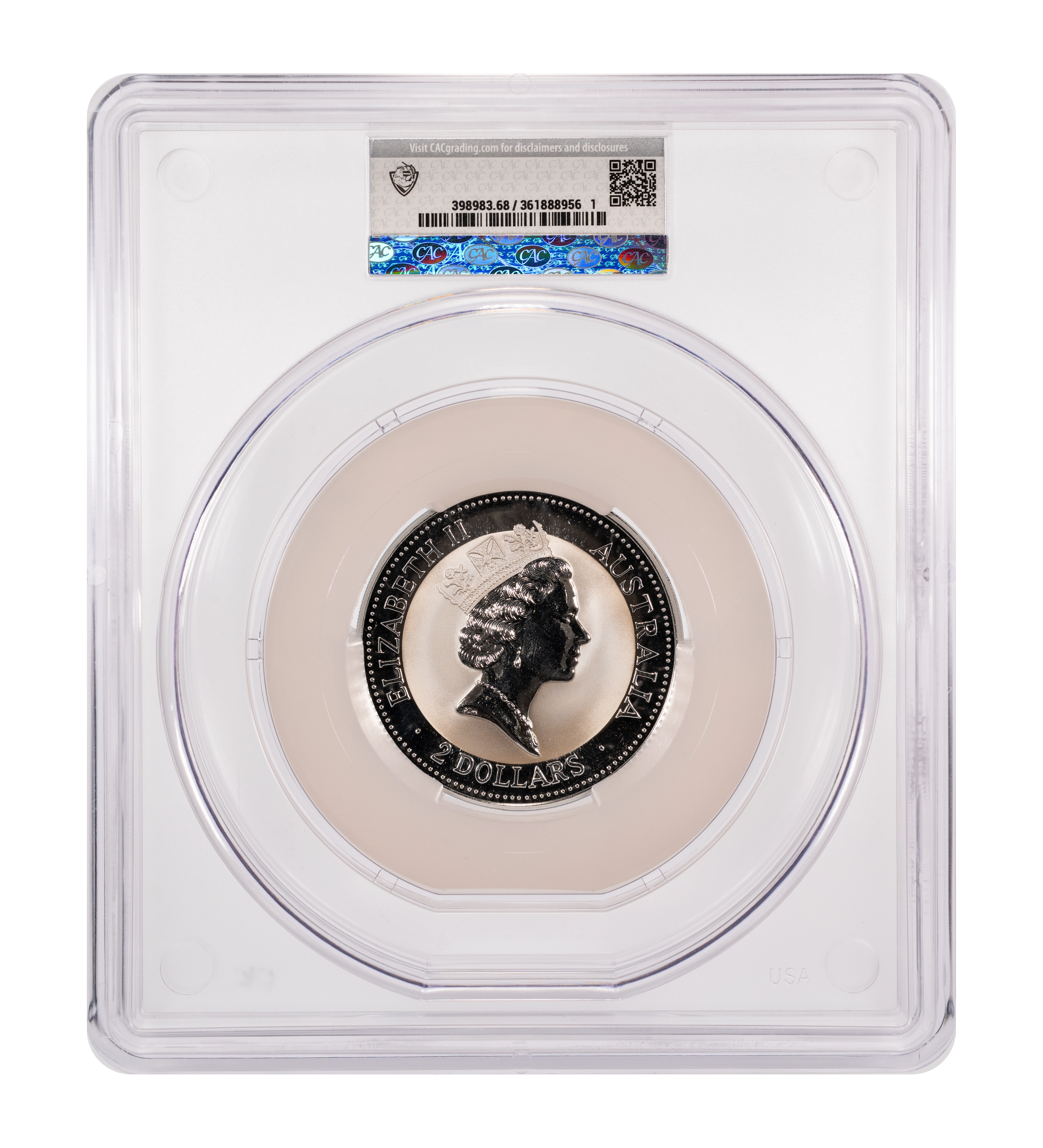 1993 S$2 2oz Silver, Kookaburra MS thumbnail 3