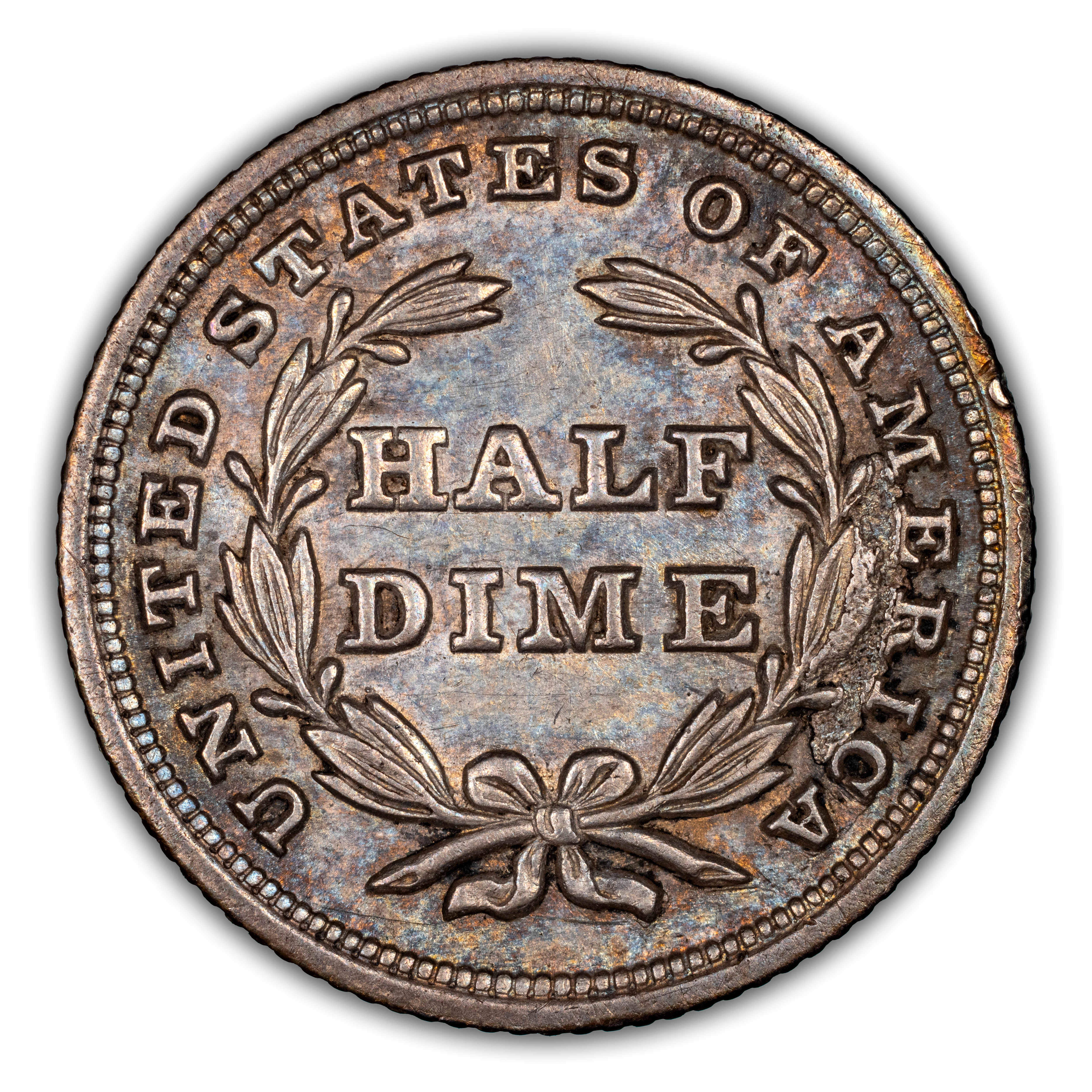 1838 H10c No Drap, Lg Stars, Rusted Reverse Die, FS-901 MS thumbnail 2
