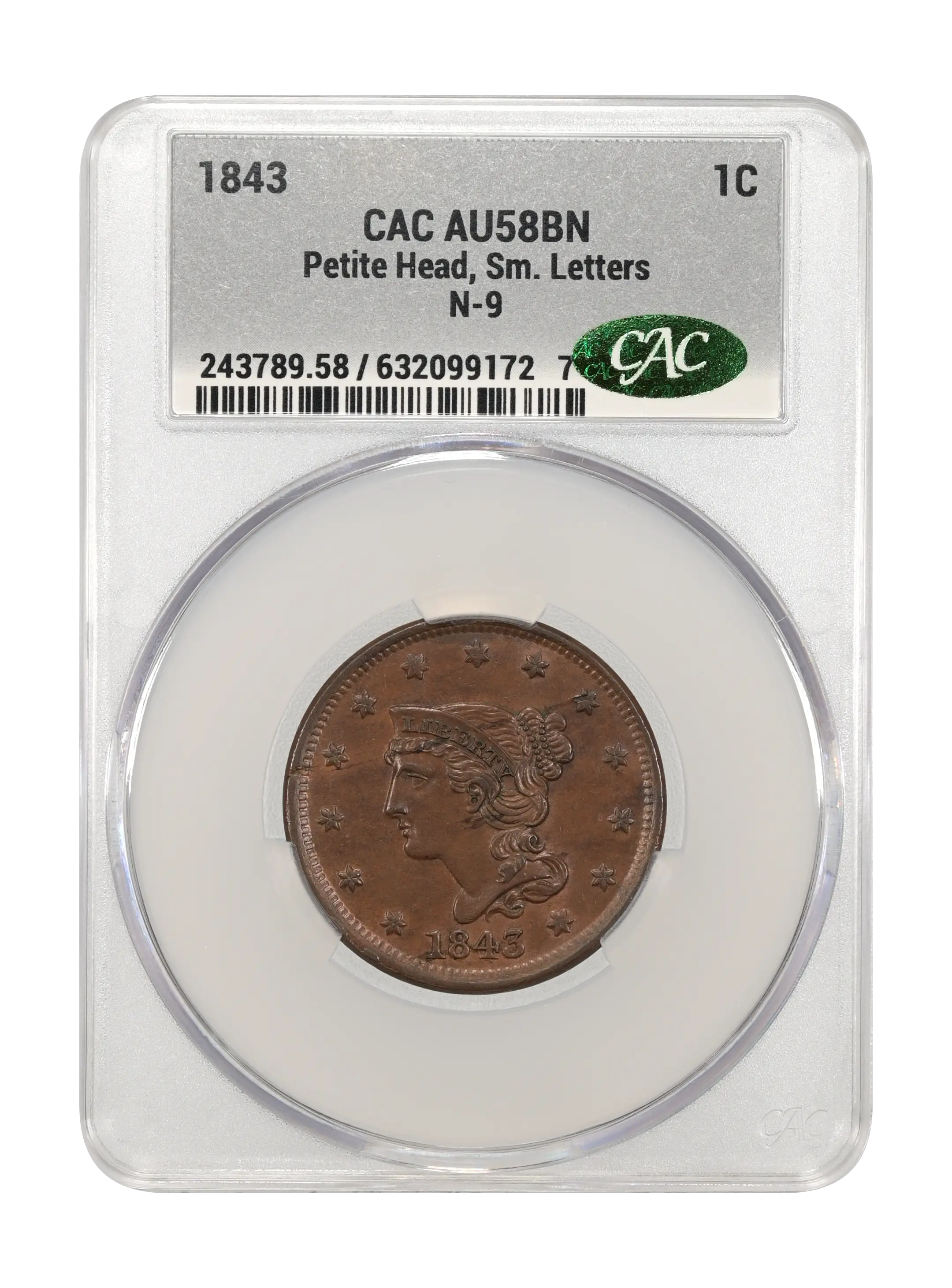 1843 1c Petite Head, Sm. Letters, N-9 MS BN thumbnail 5