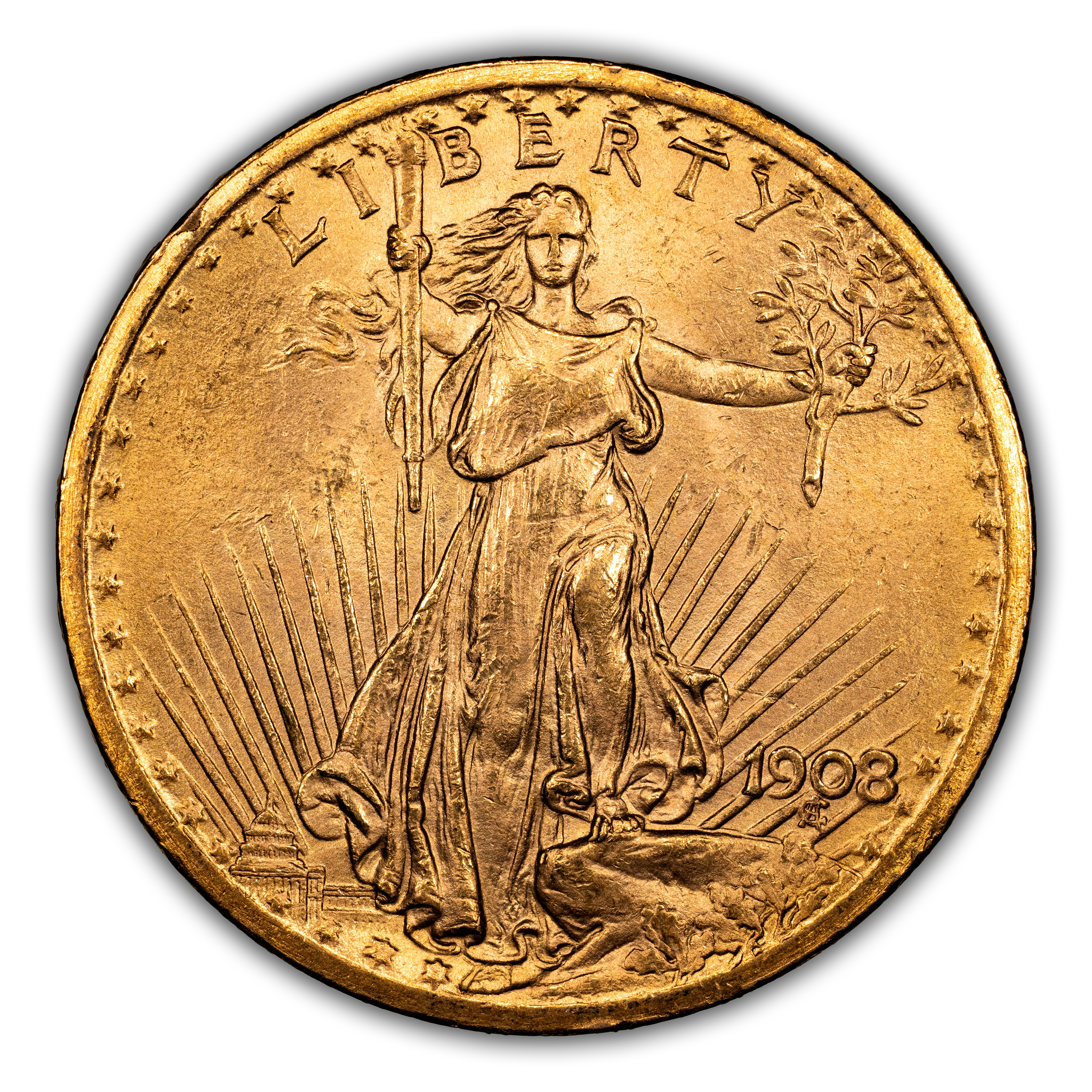 1908 $20  No Motto MS thumbnail 3
