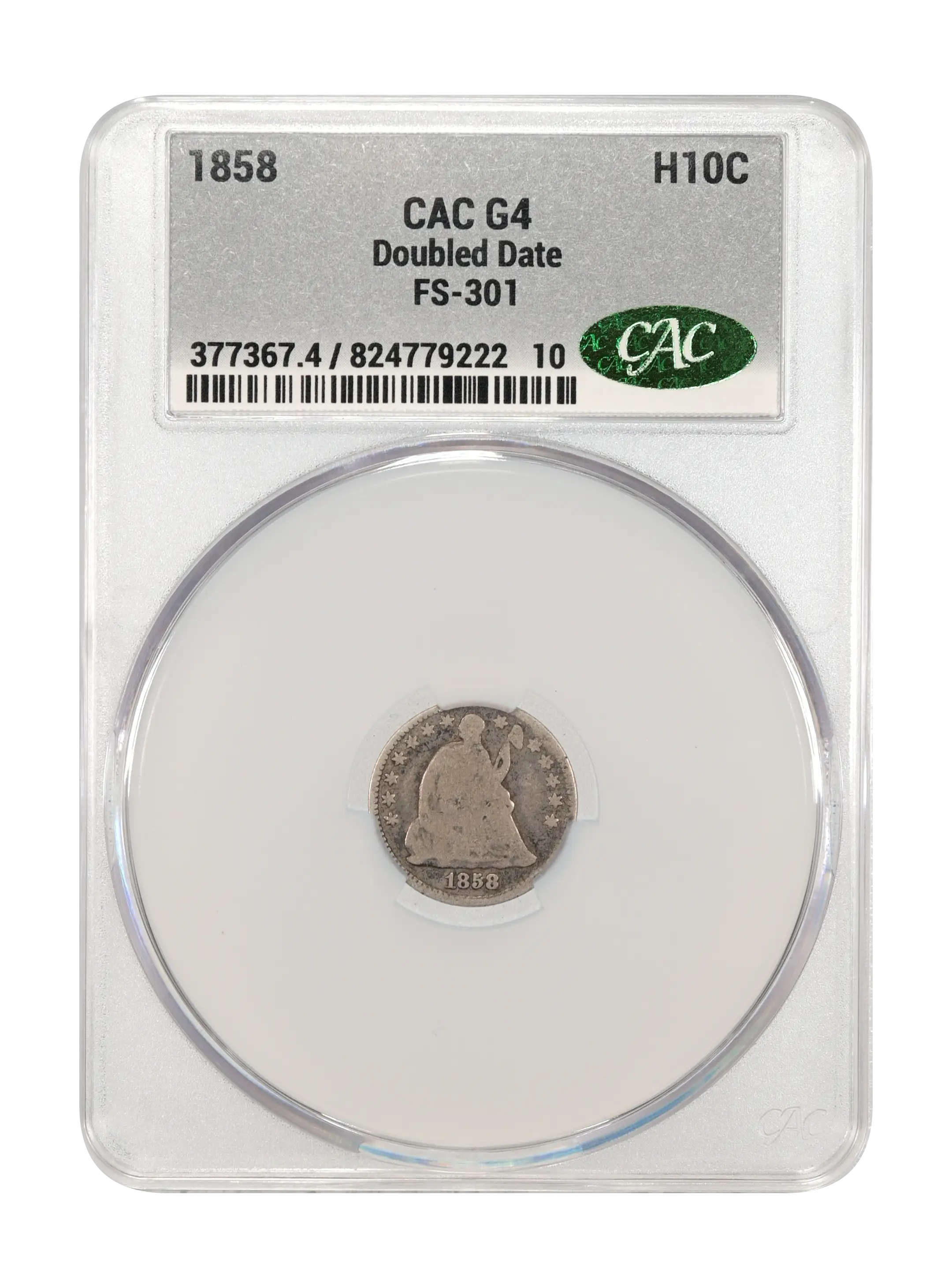1858 H10c Doubled Date, FS-301 MS thumbnail 5