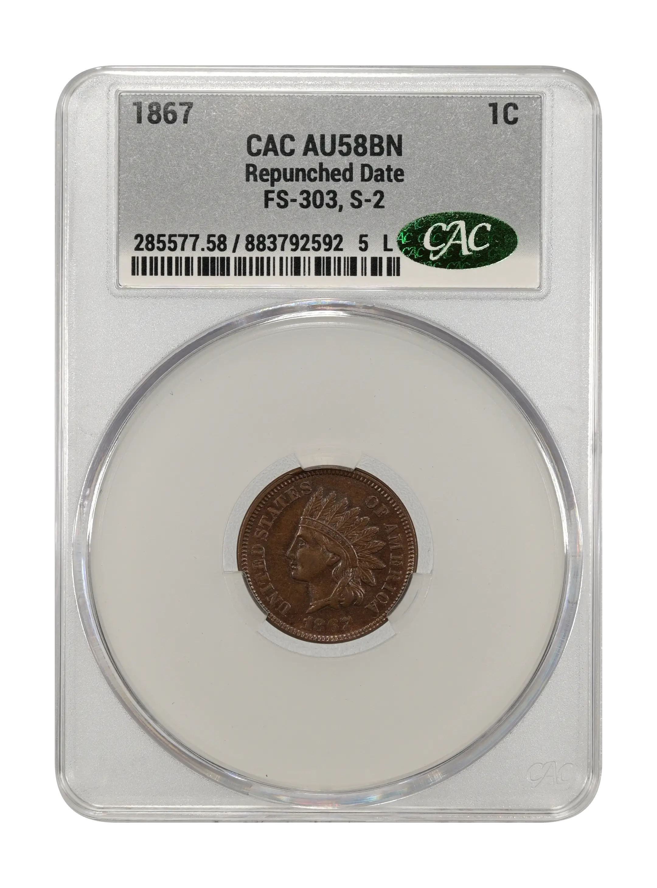 1867 1c Repunched Date, FS-303, S-2 MS BN thumbnail 3
