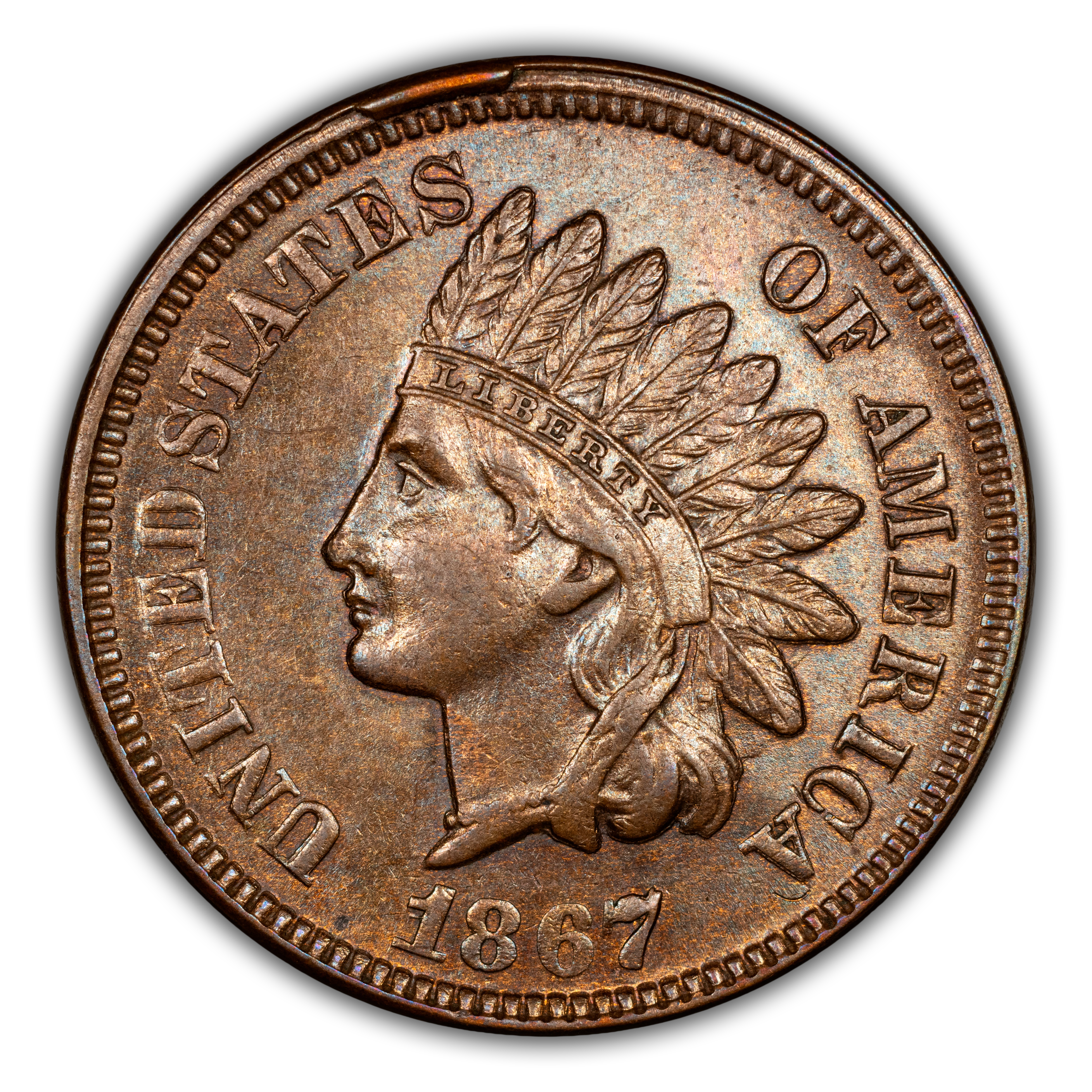 1867 1c Repunched Date, FS-303, S-2 MS BN