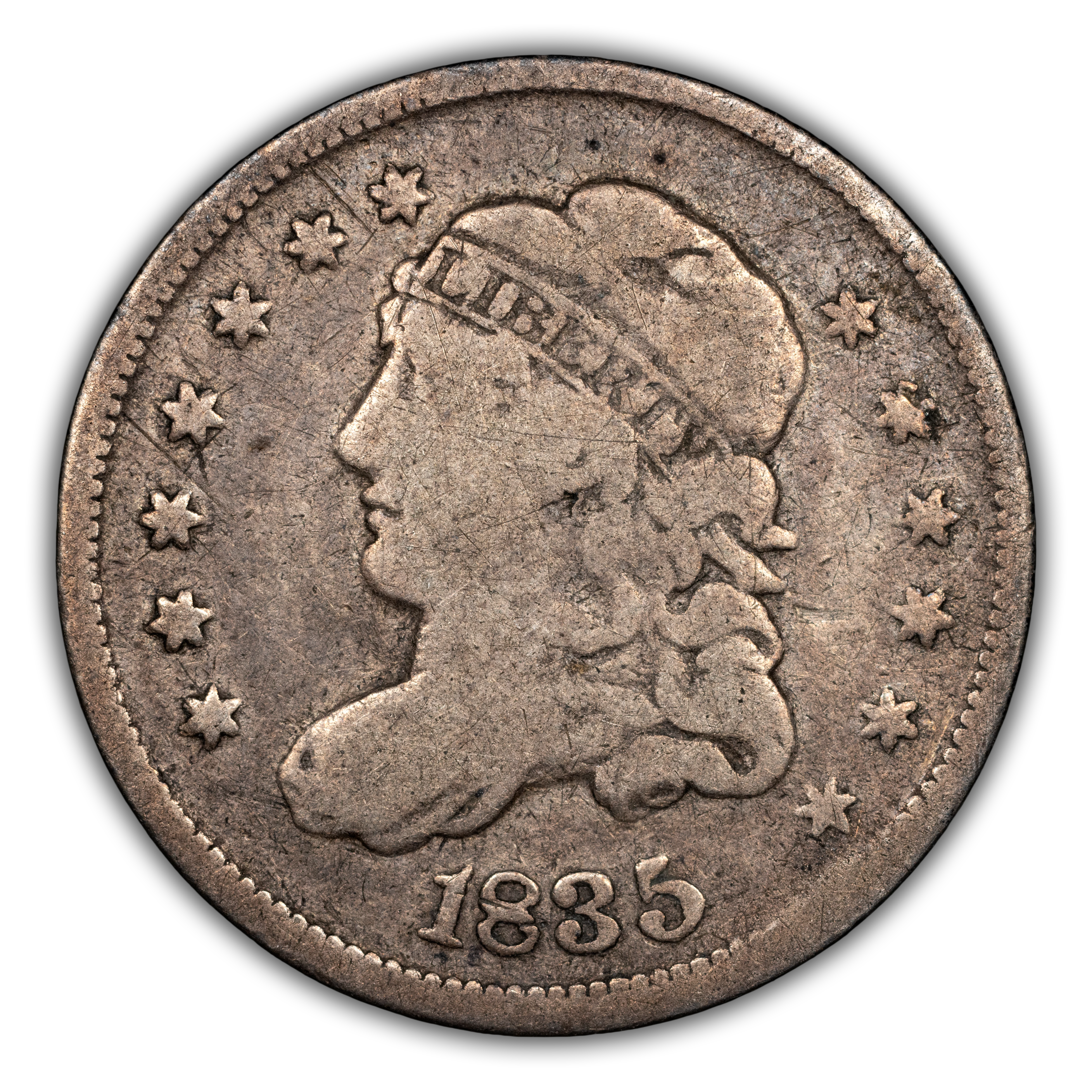 1835 H10c Large Date, Small 5c MS