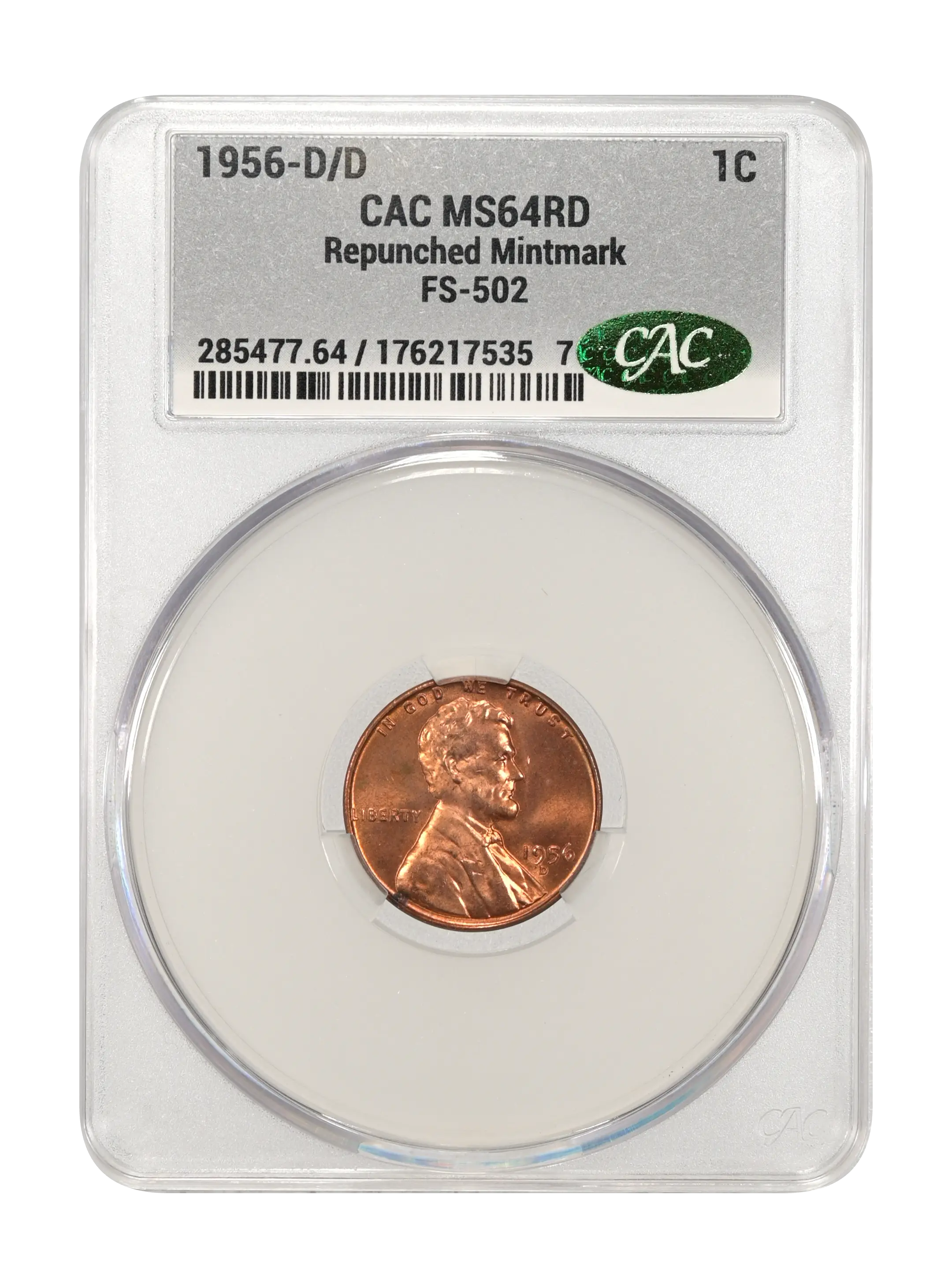 1956-D/D 1c Repunched Mintmark, FS-502 MS RD thumbnail 3