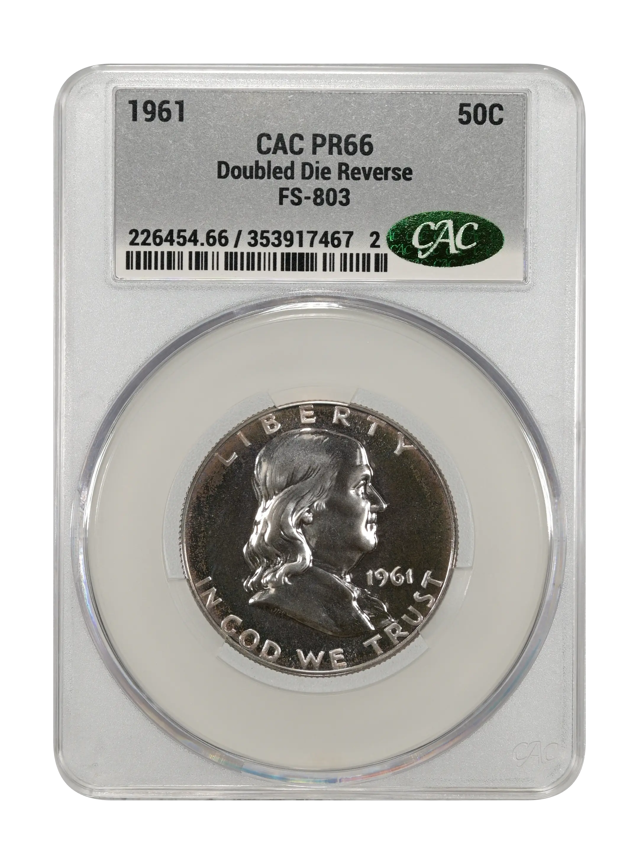 1961 50c Doubled Die Reverse, FS-803 PR thumbnail 5