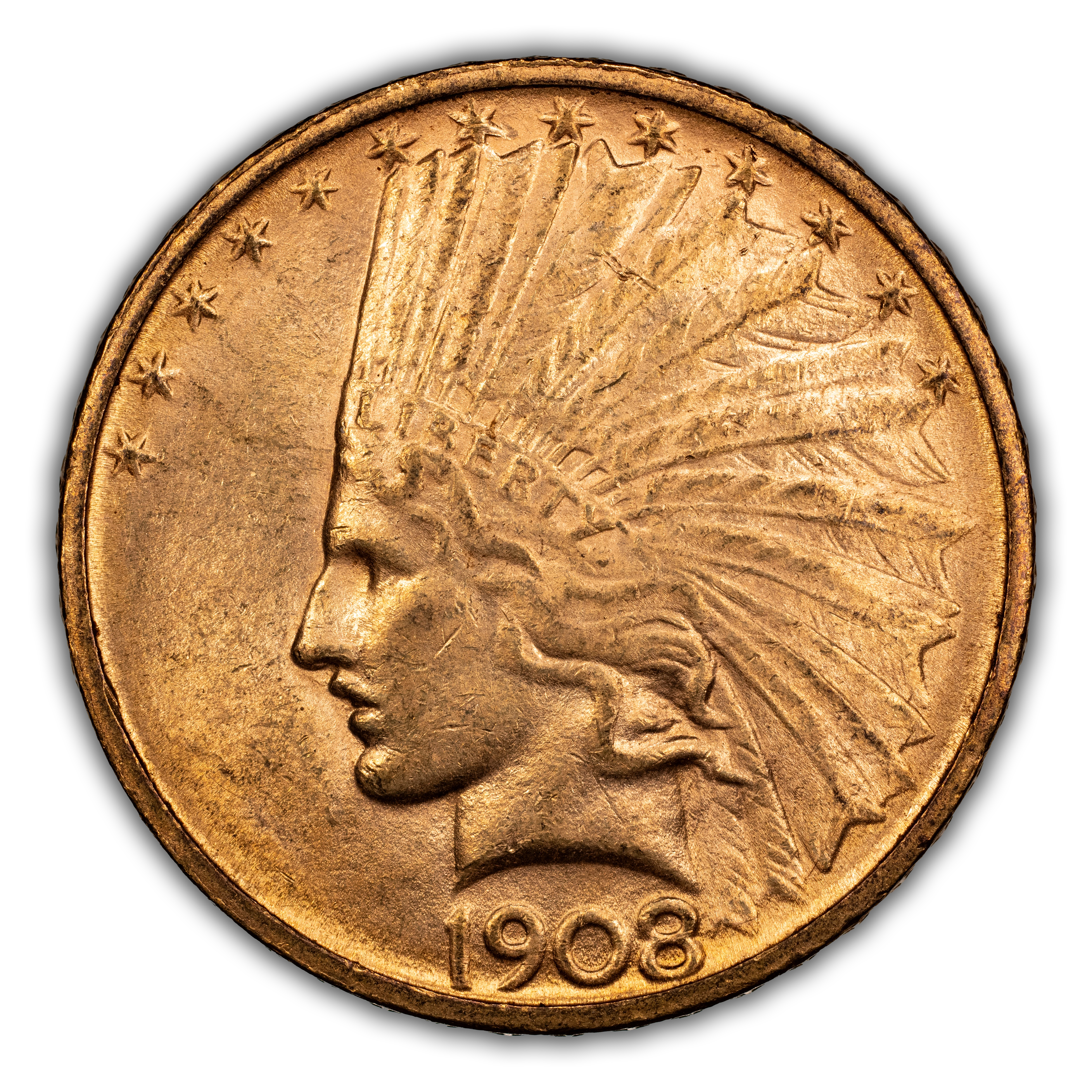 1908-D $10 No Motto MS