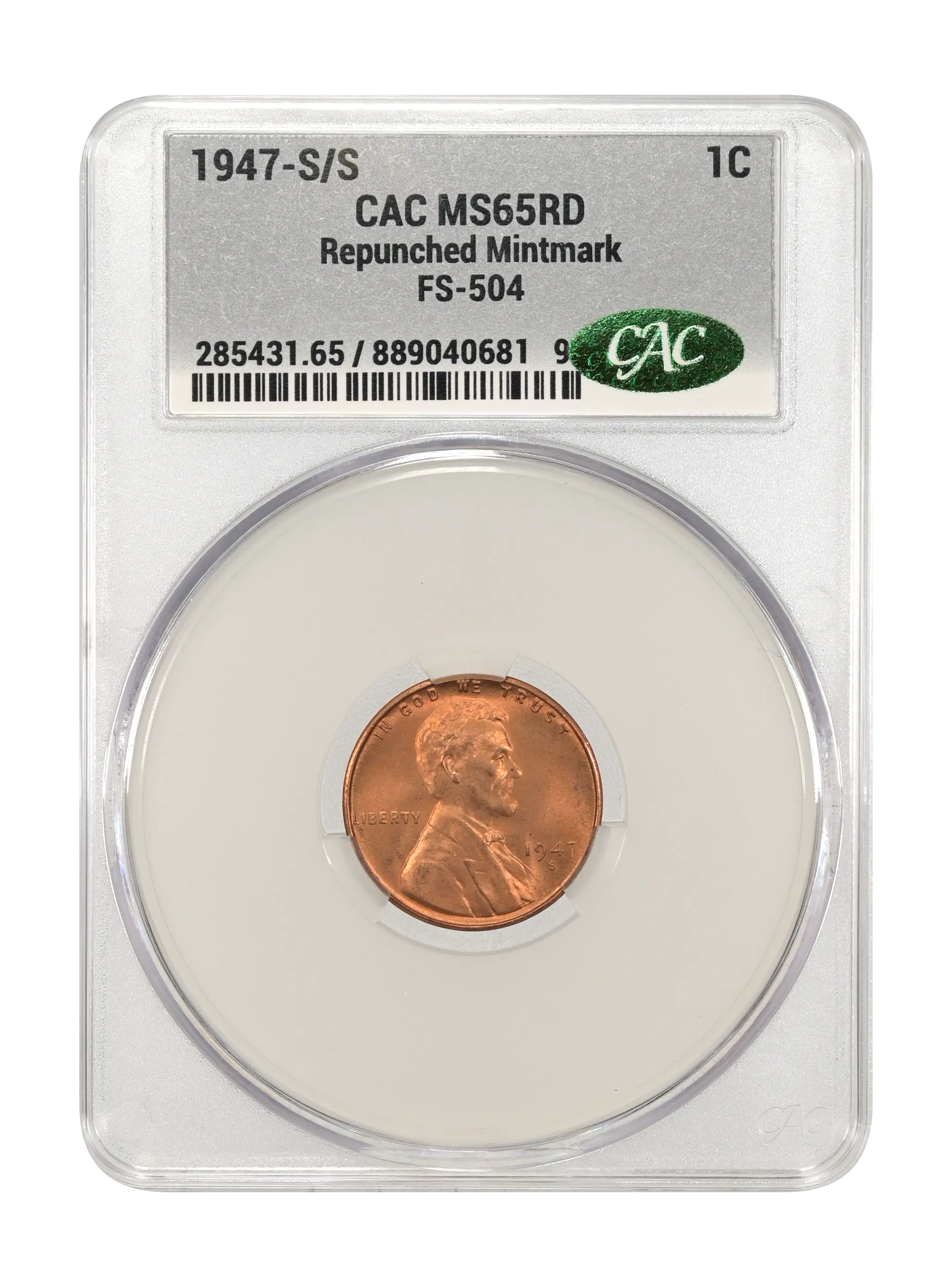 1947-S/S 1c Repunched Mintmark, FS-504 MS RD thumbnail 3