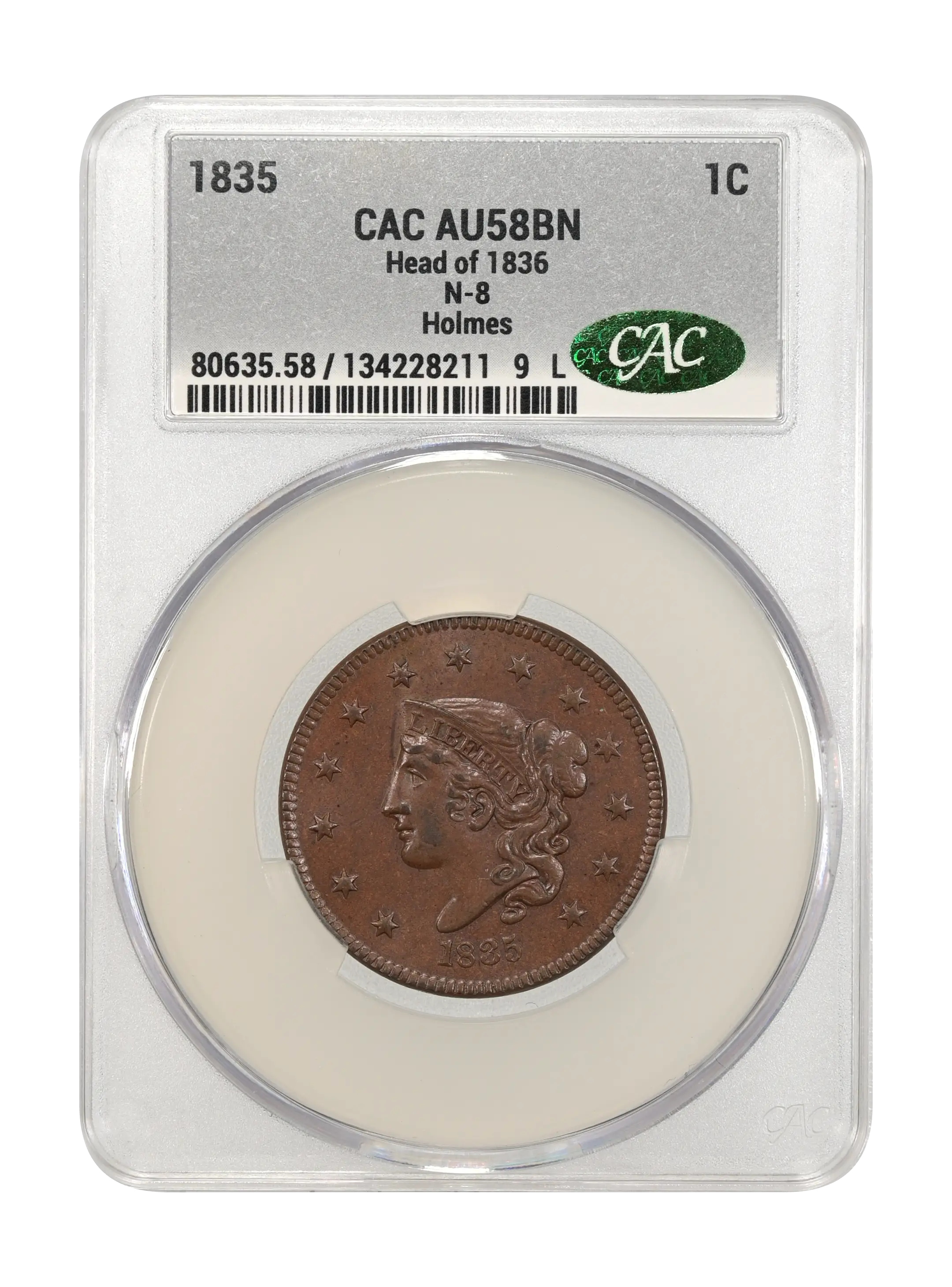 1835 1c Head of 1836, N-8 MS BN thumbnail 4