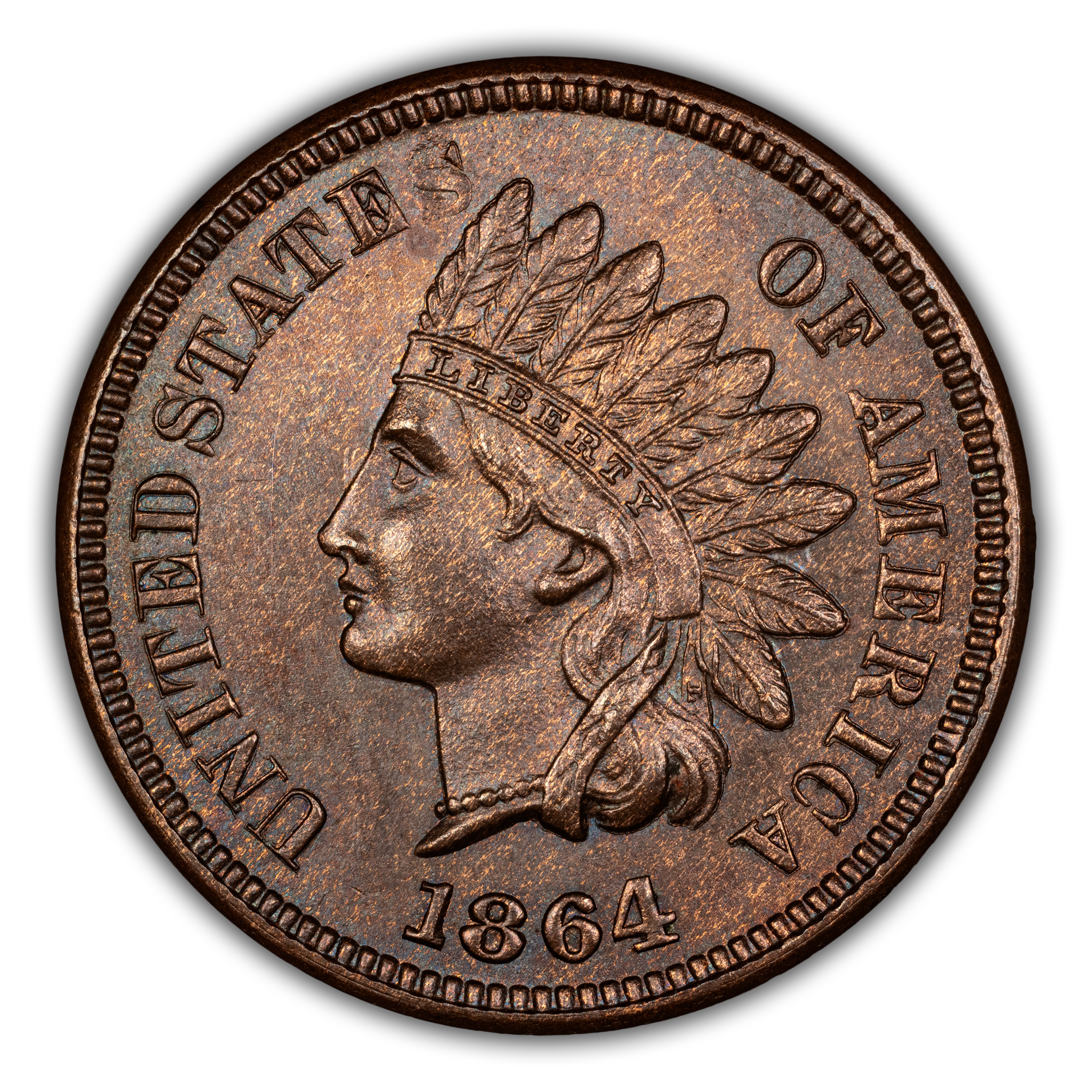 1864 1c L on Ribbon MS BN