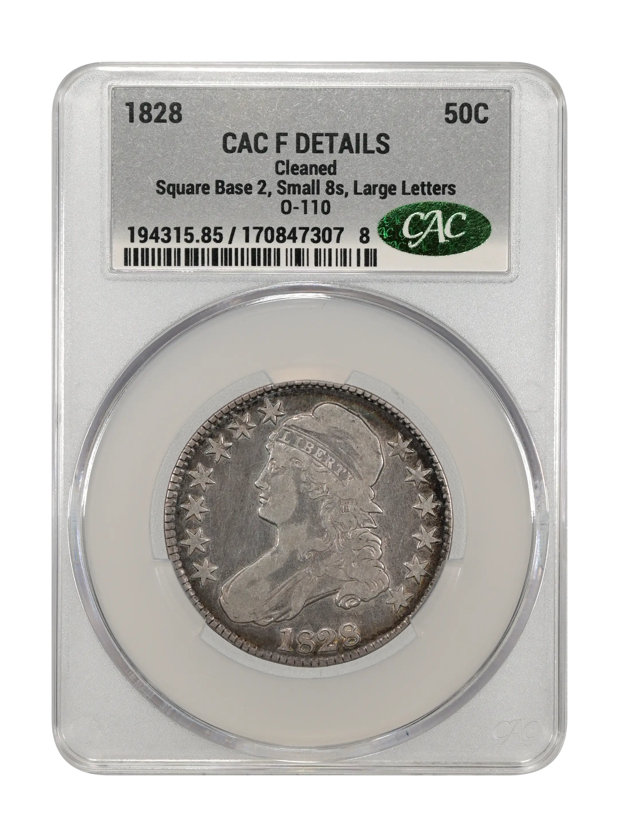 1828 50c Square Base 2, Small 8s, Large Letters, O-110 MS thumbnail 12