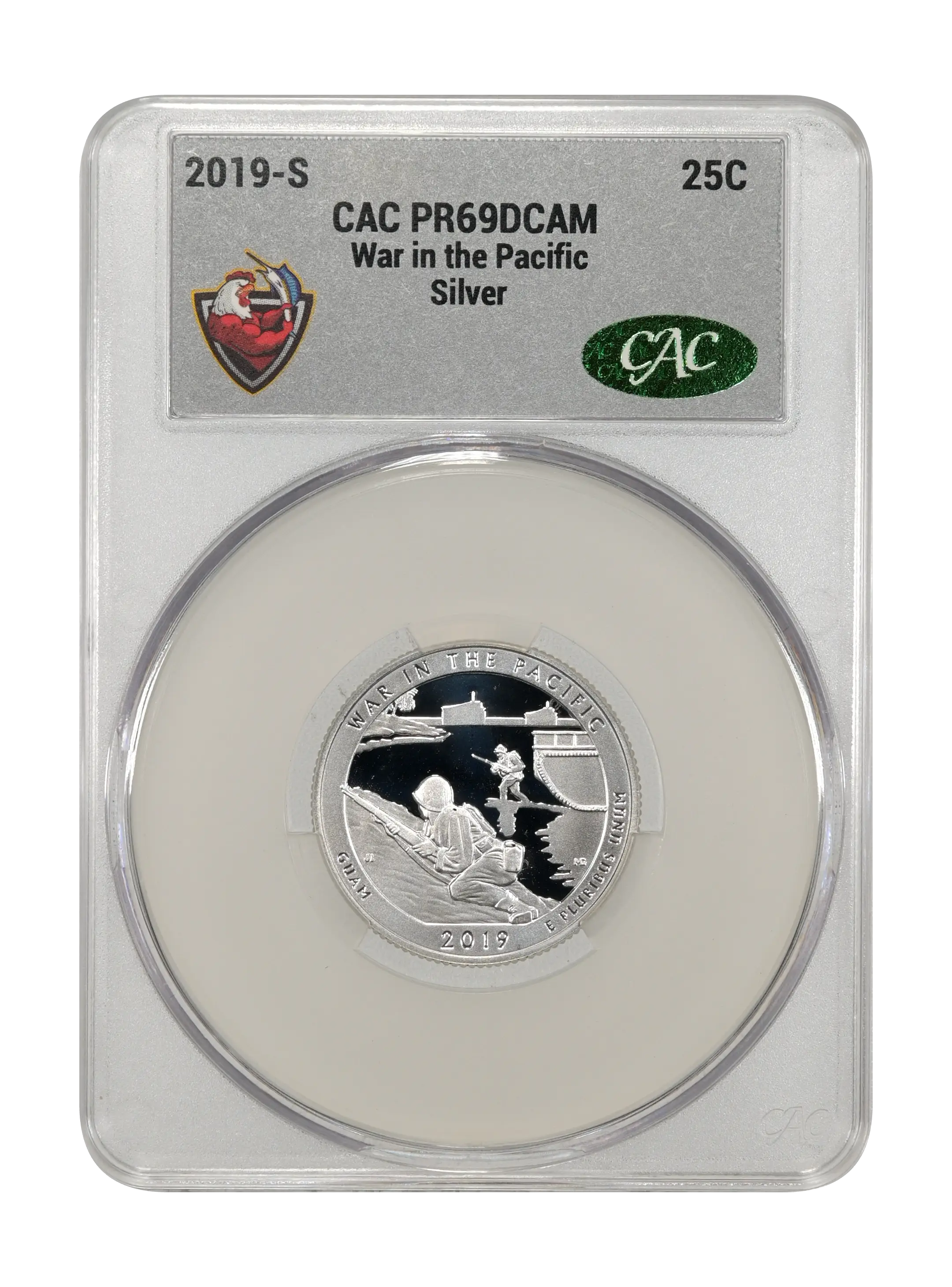 2019-S 25c War in the Pacific, Silver PR DCAM thumbnail 7