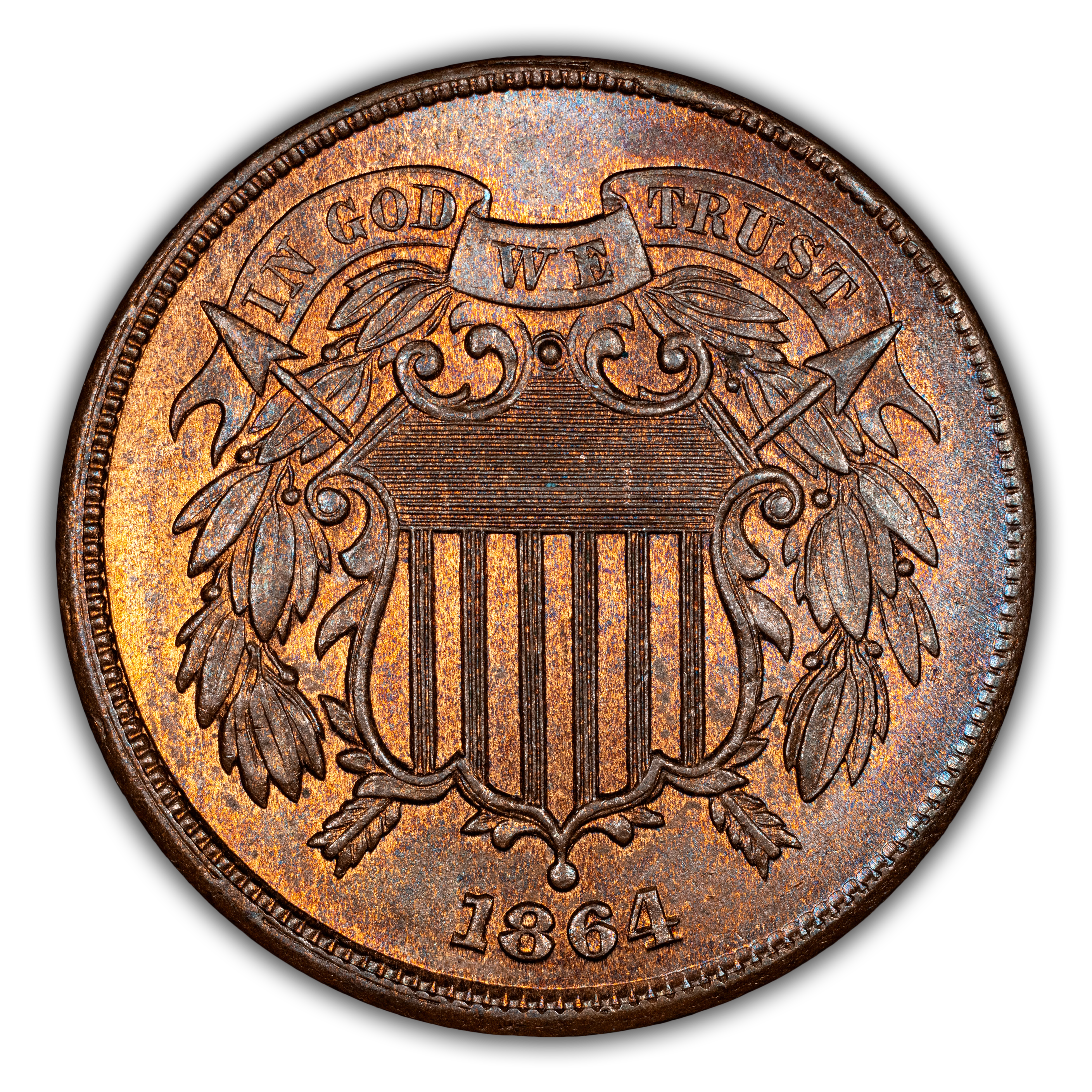2-Cent Piece Set 2c no 1867 DDO, 10 Coins MS RB thumbnail 12