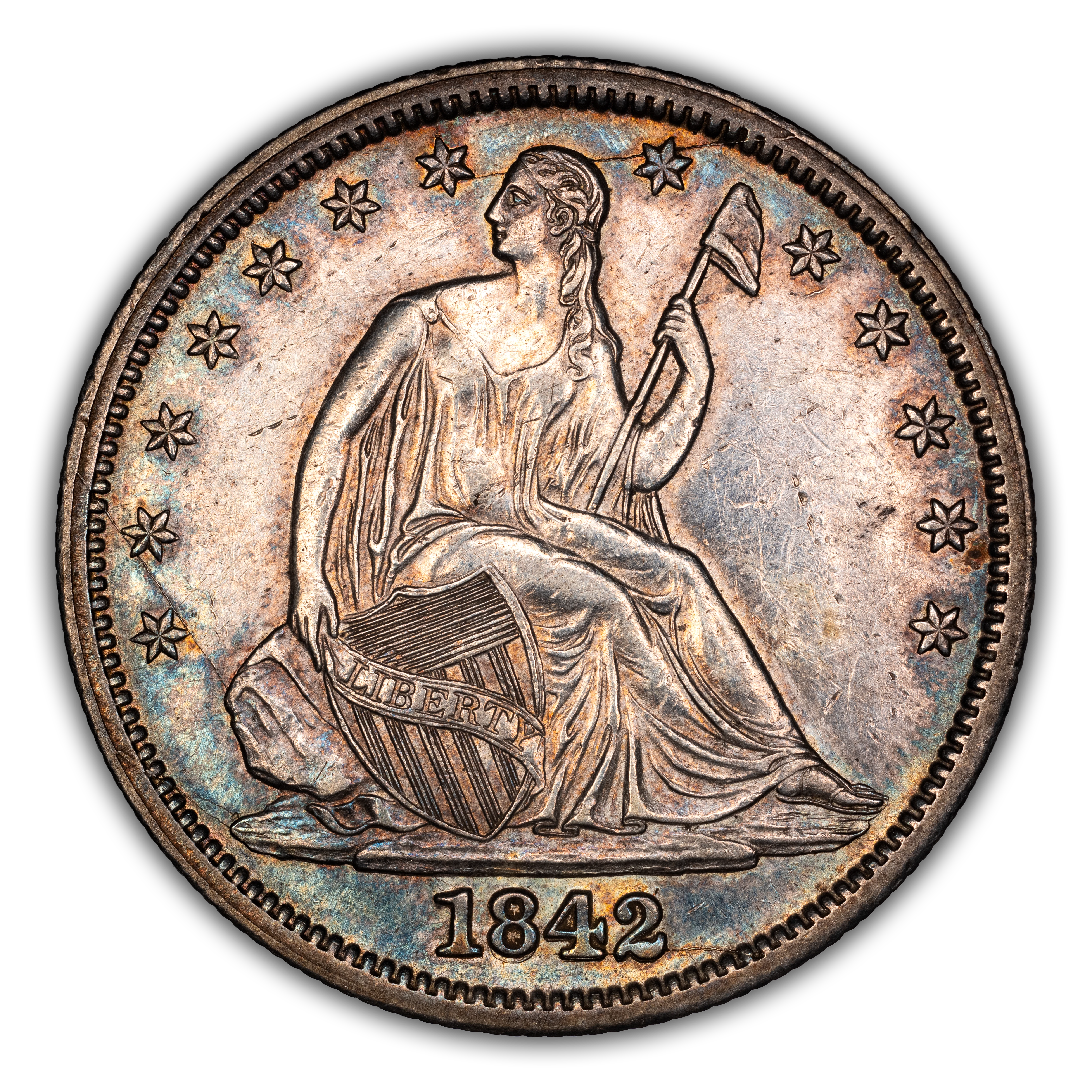 1842 50c Medium Date MS thumbnail 2