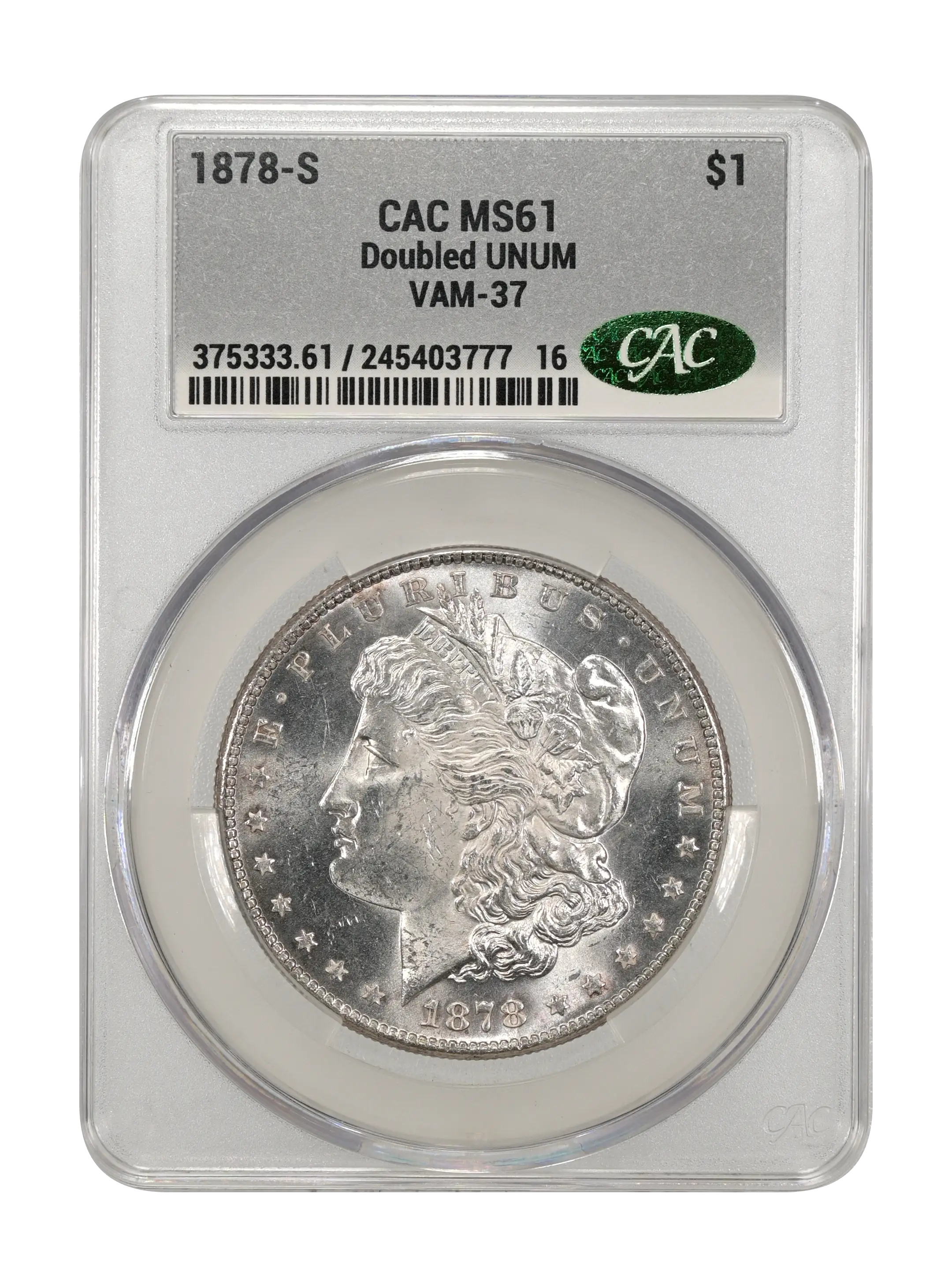 1878-S $1  Doubled UNUM, VAM-37 MS thumbnail 4