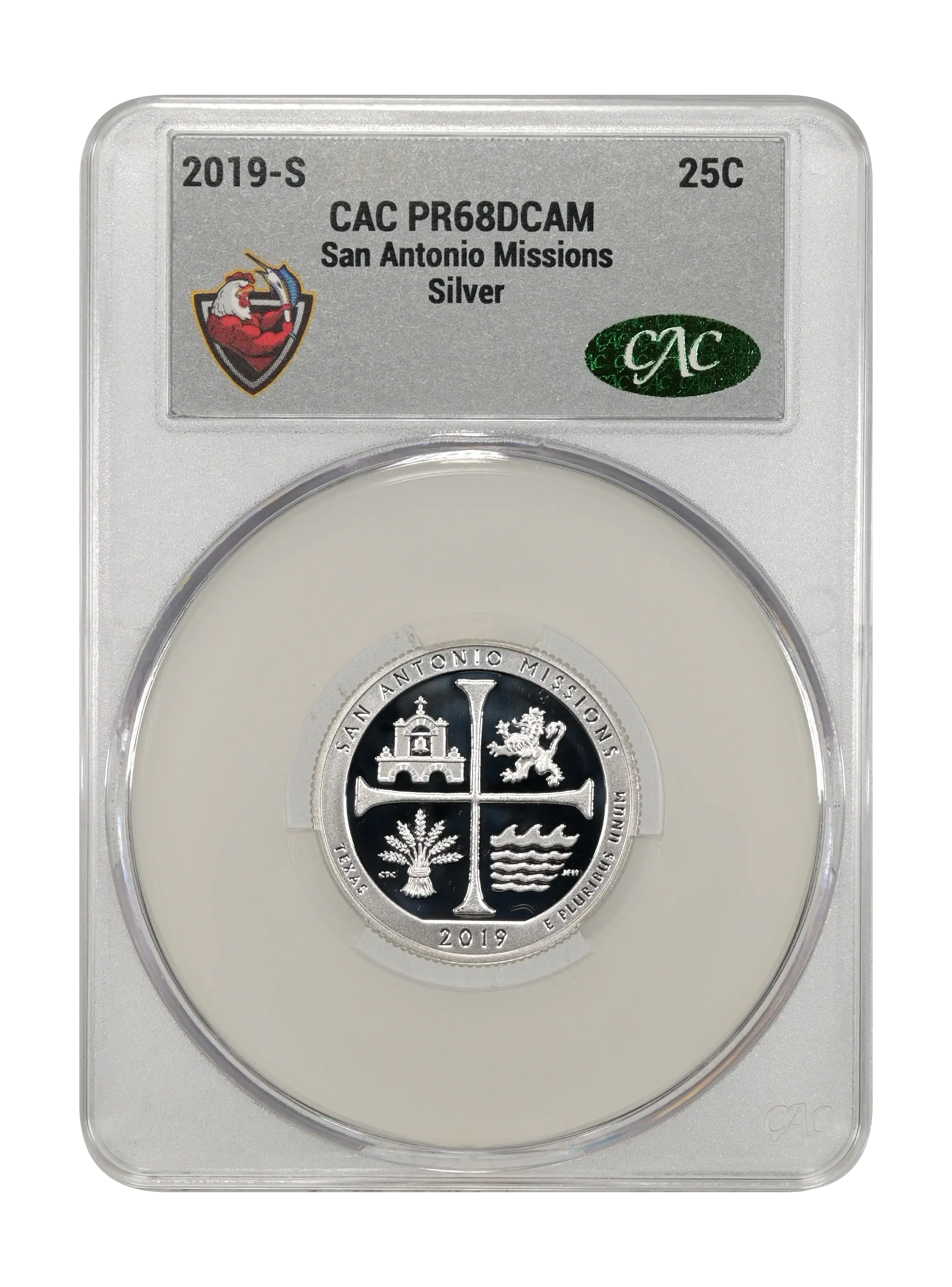 2019-S 25c San Antonio Missions, Silver PR DCAM thumbnail 8