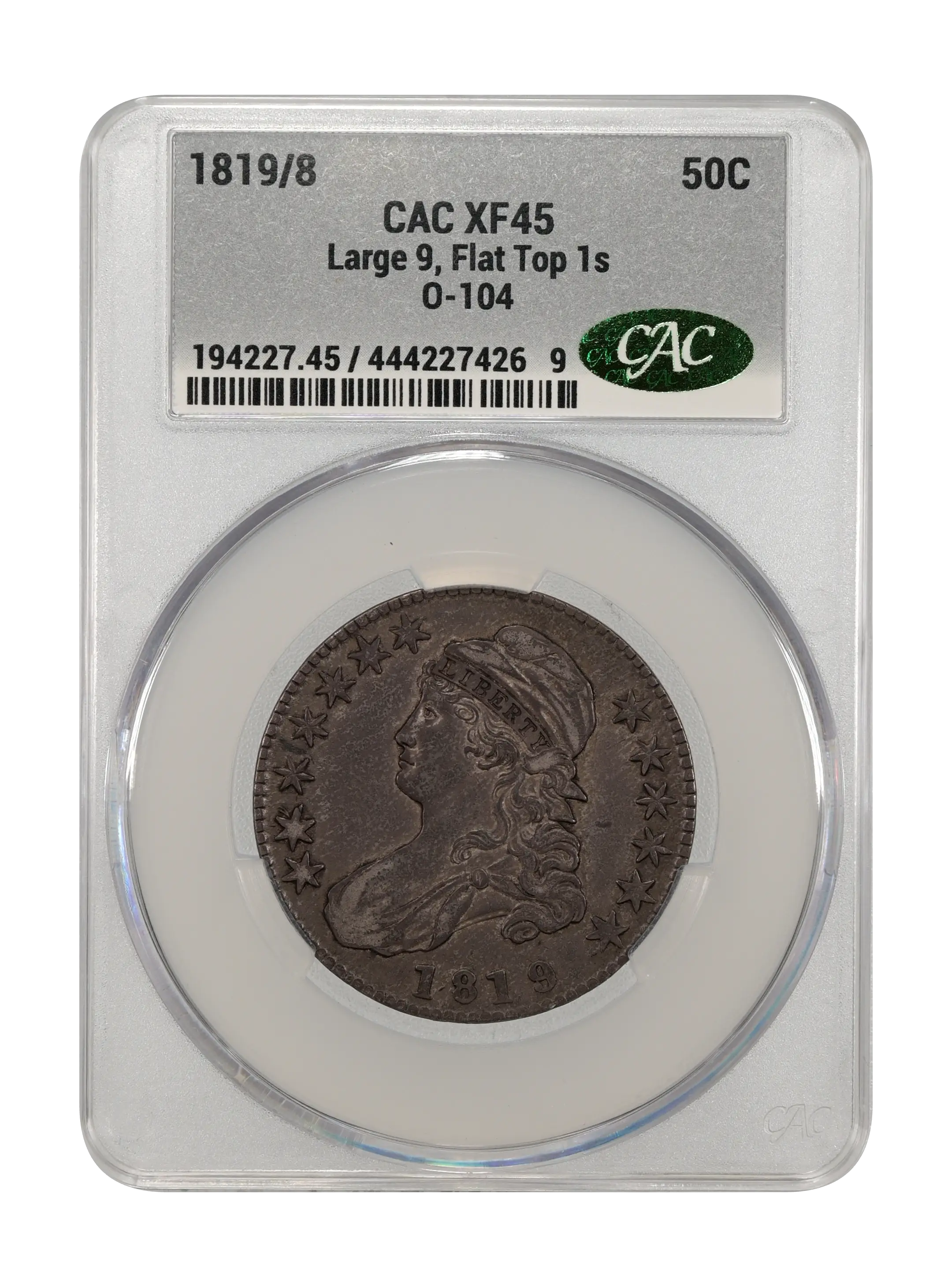 1819/8 50c Large 9, Flat Top 1s, O-104 MS thumbnail 16