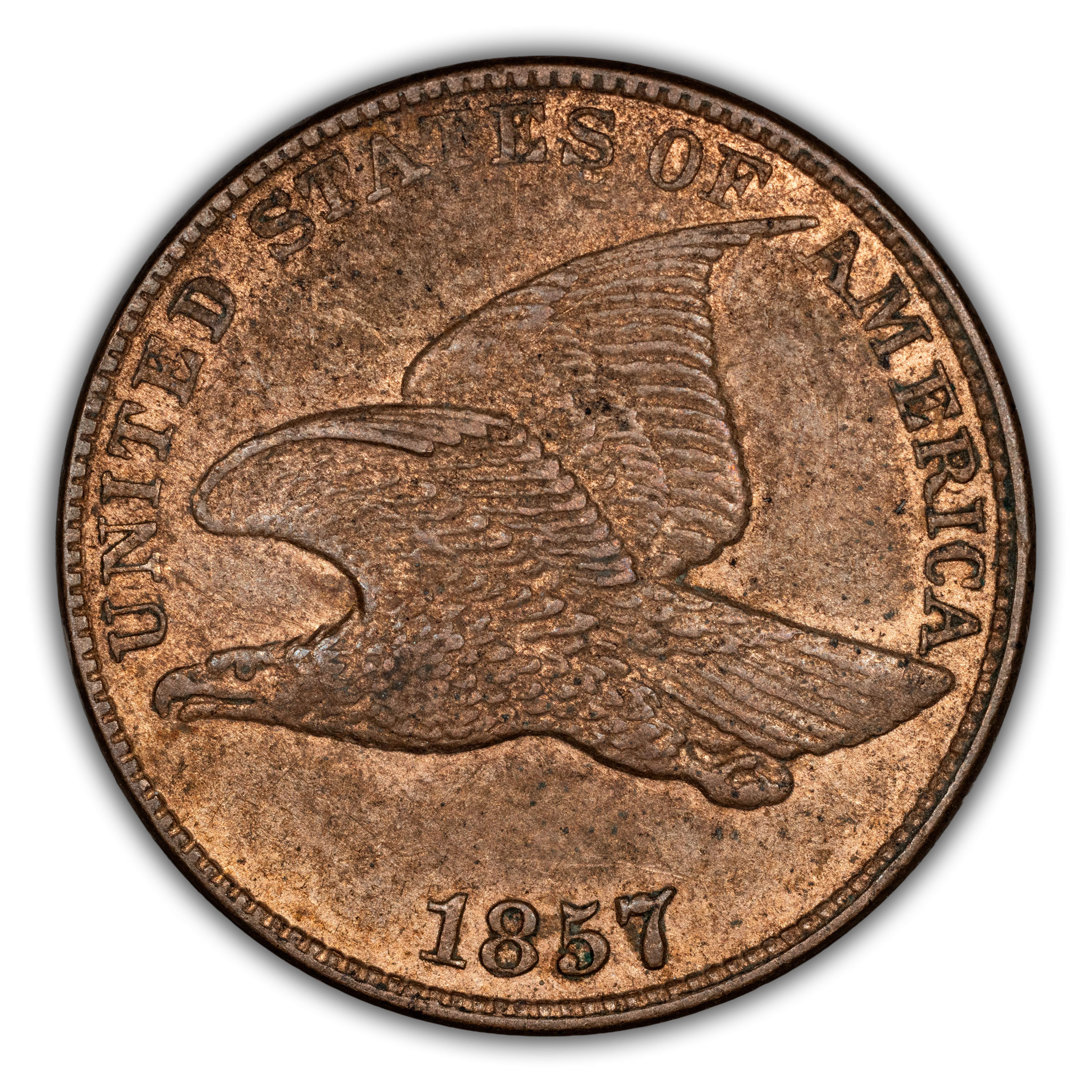 1857 1c Flying Eagle, Repaired OF, S-22 MS thumbnail 4