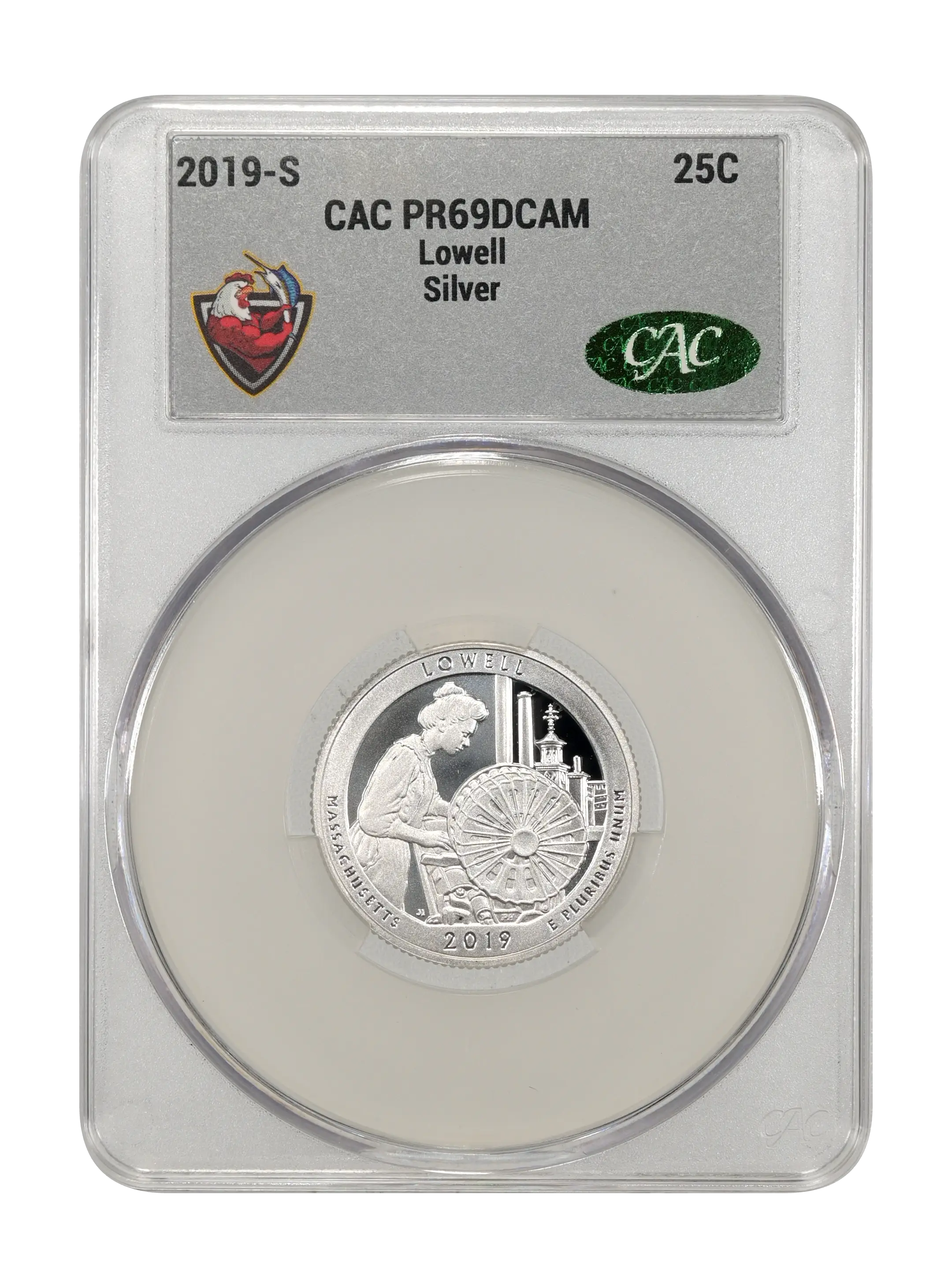 2019-S 25c Lowell, Silver PR DCAM thumbnail 4
