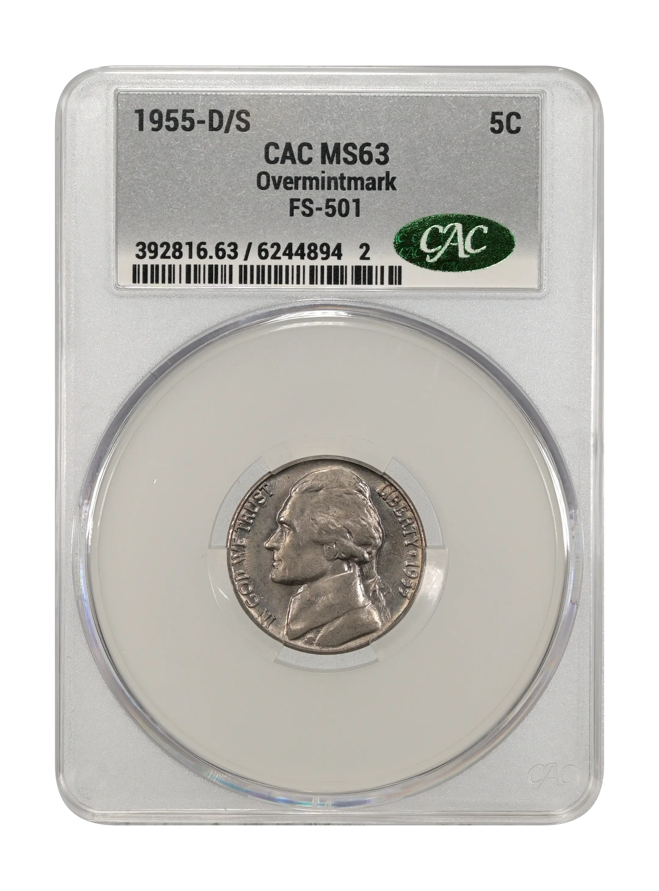 1955-D/S 5c Overmintmark, FS-501 MS thumbnail 9