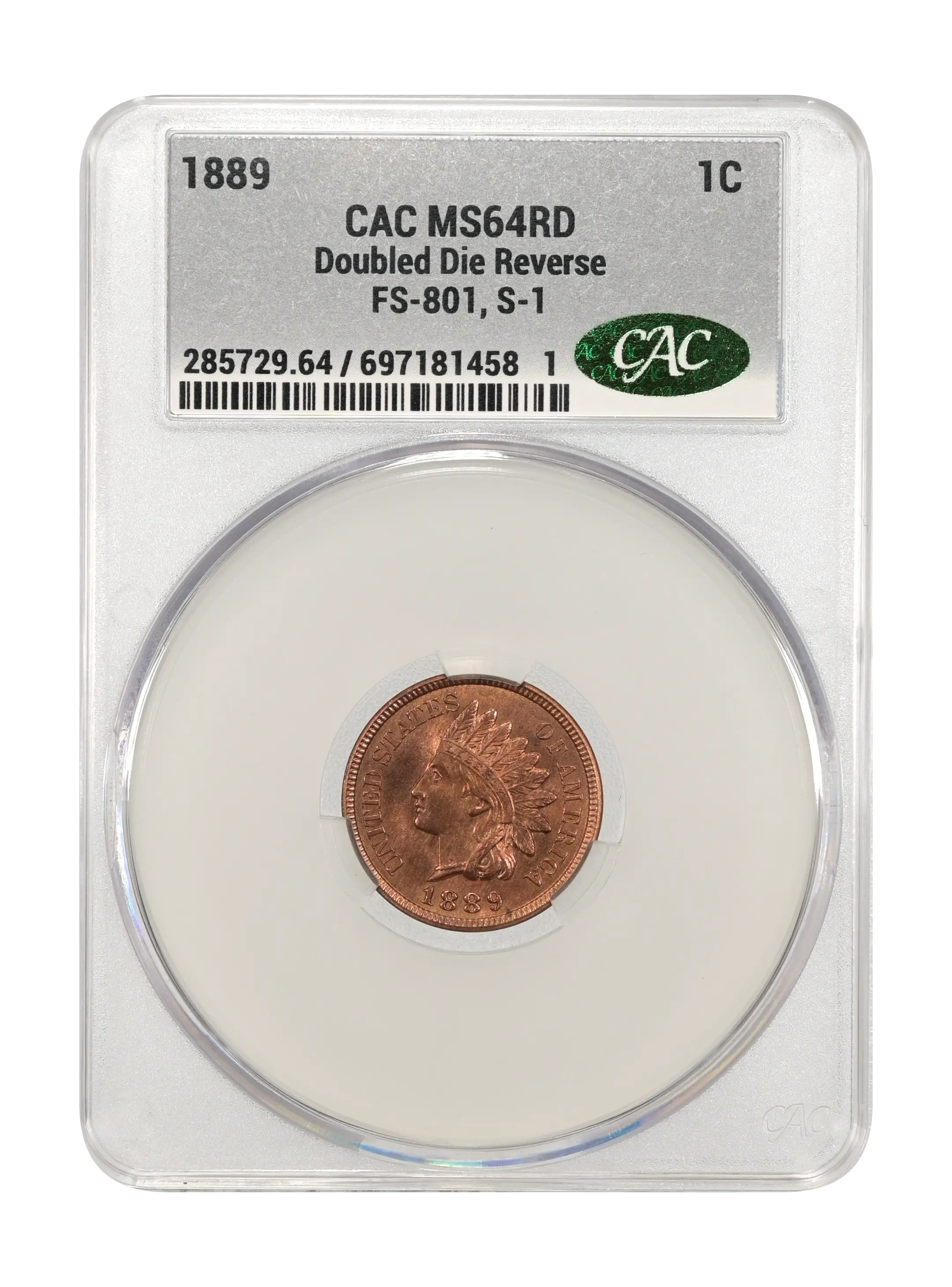 1889 1c Doubled Die Reverse, FS-801, S-1 MS RD thumbnail 3