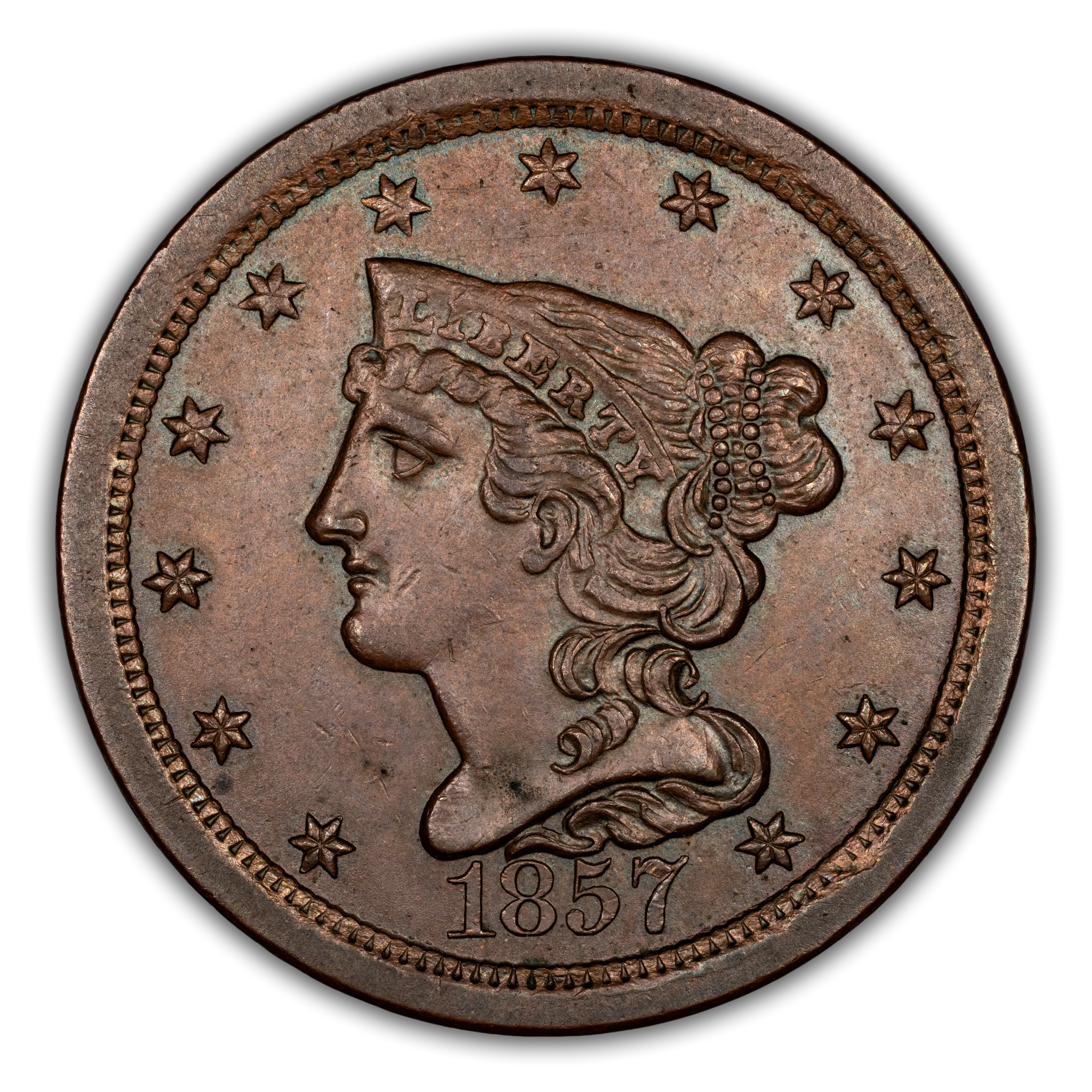 1857 Braided Hair Half Cent Values & Prices | Greysheet