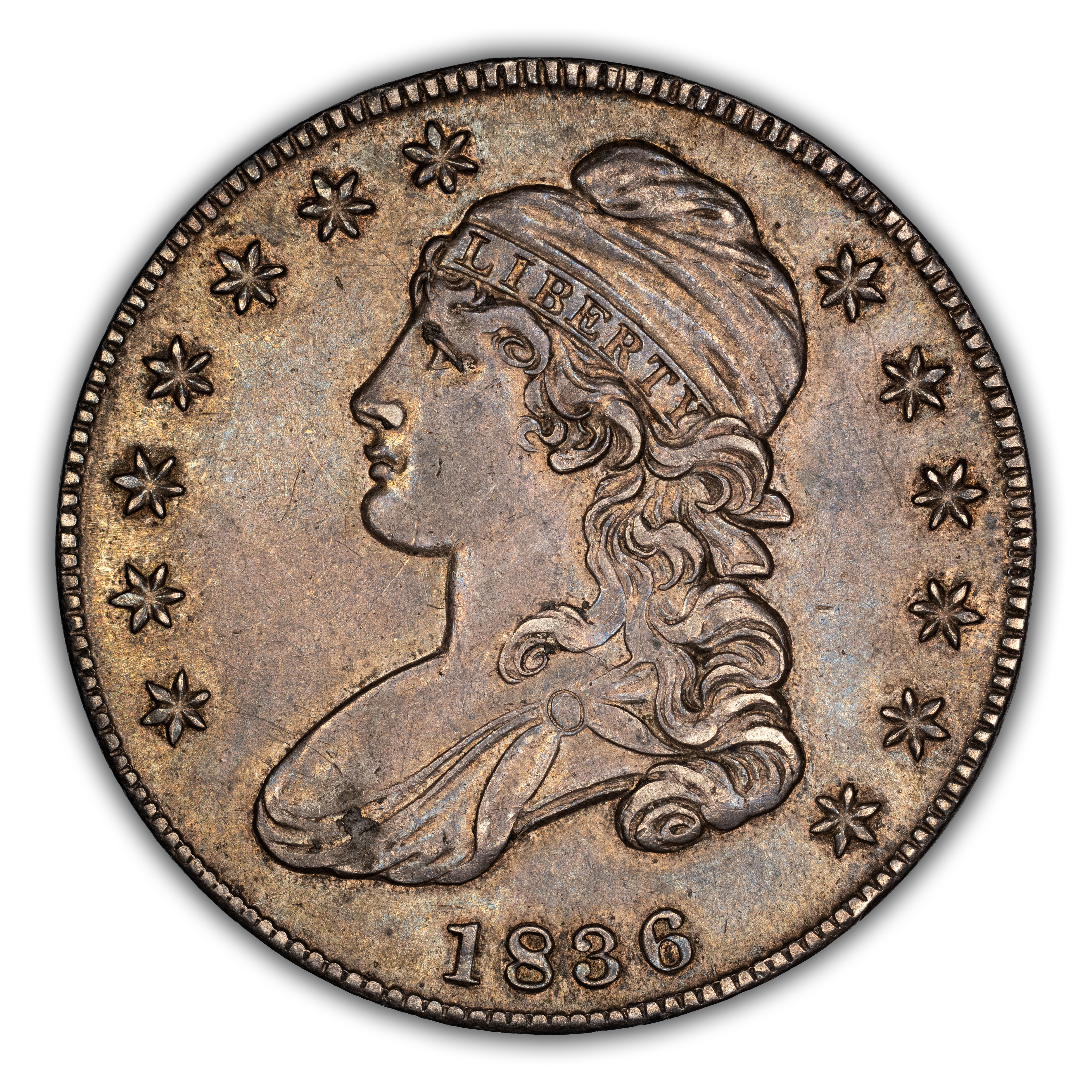 1836 50c Lettered Edge, Bar Dot, O-112 MS thumbnail 2