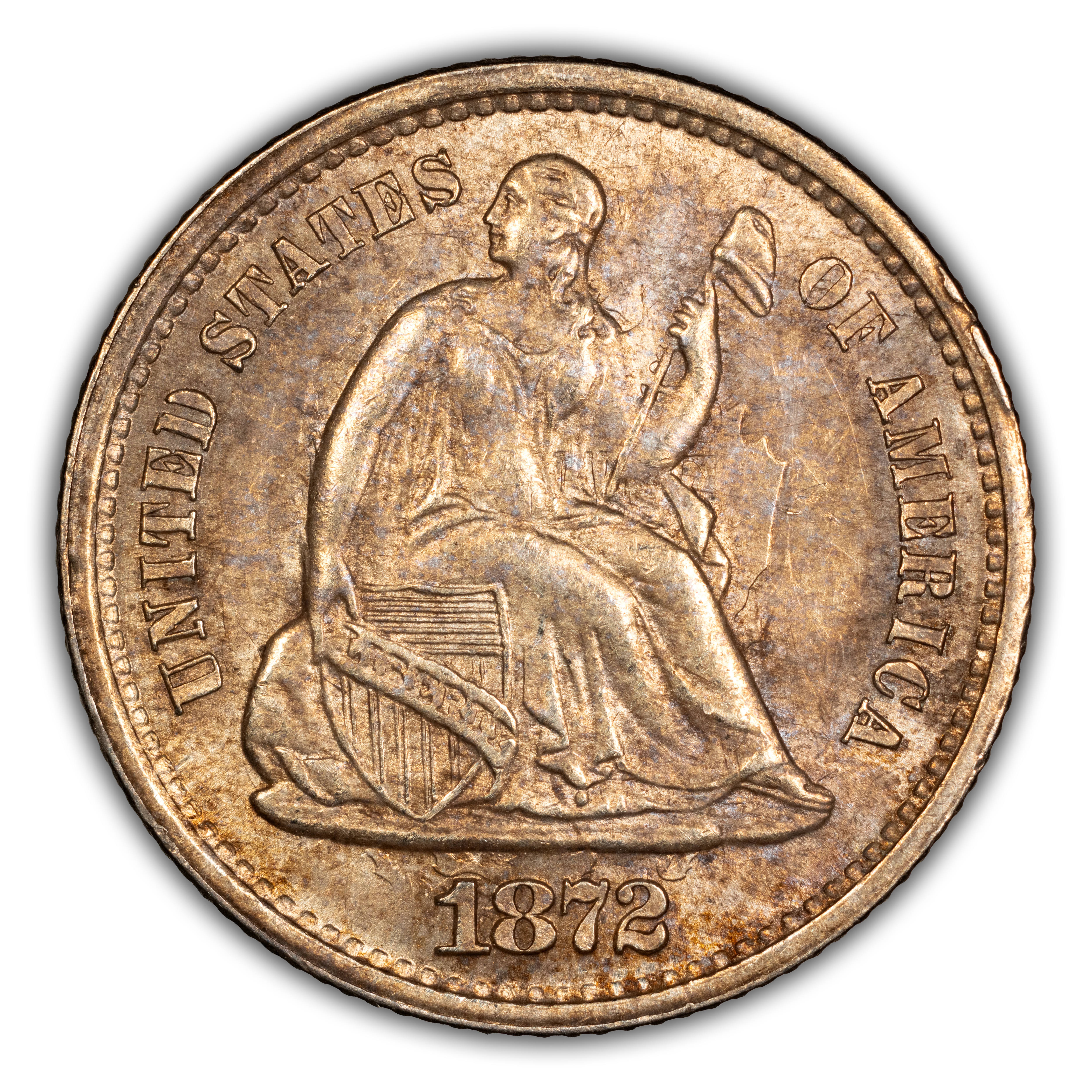 1872-S H10c Mintmark Above Wreath MS
