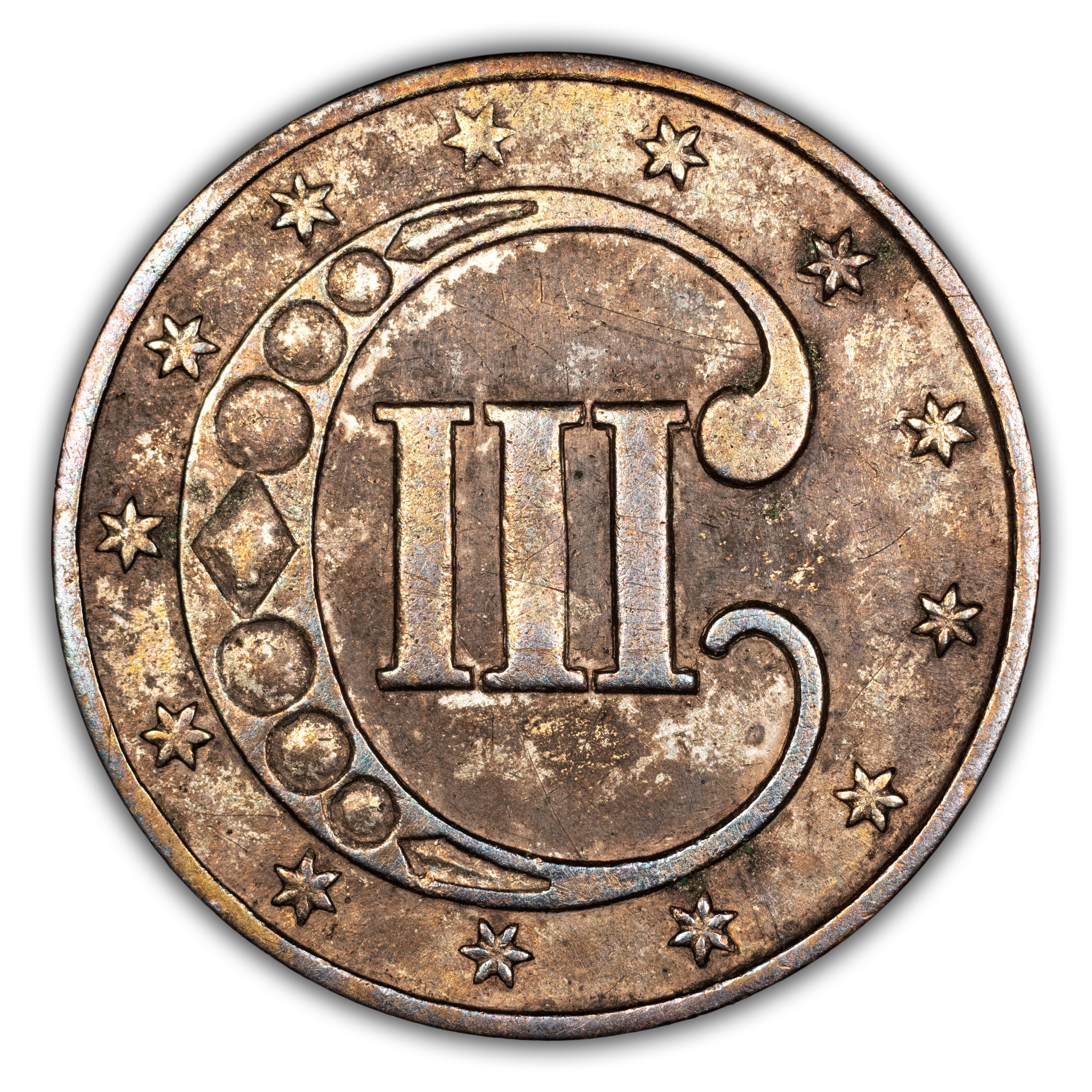 1853 3cS Repunched Date, FS-301 MS thumbnail 2