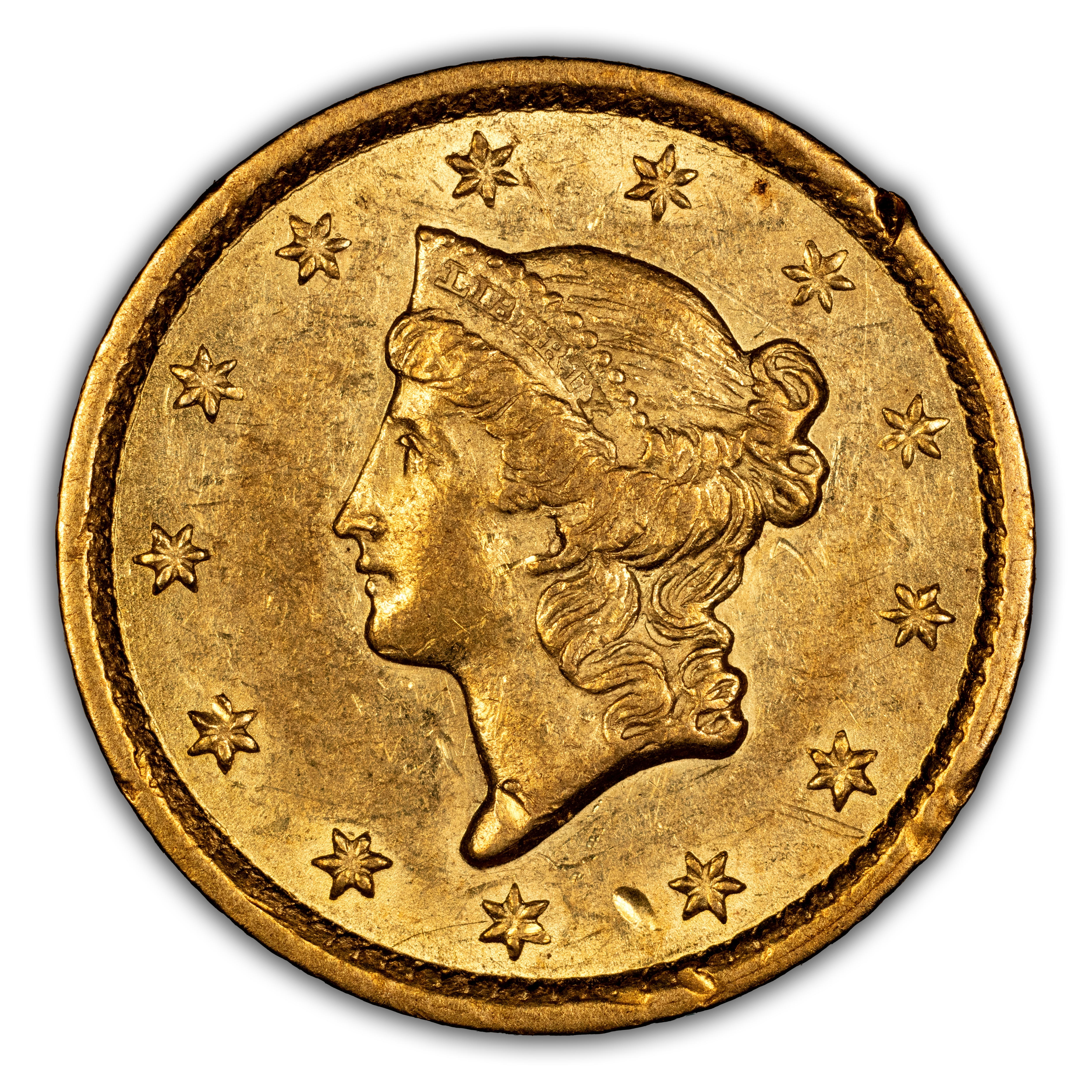 1849 G$1 Open Wreath, With L MS thumbnail 3